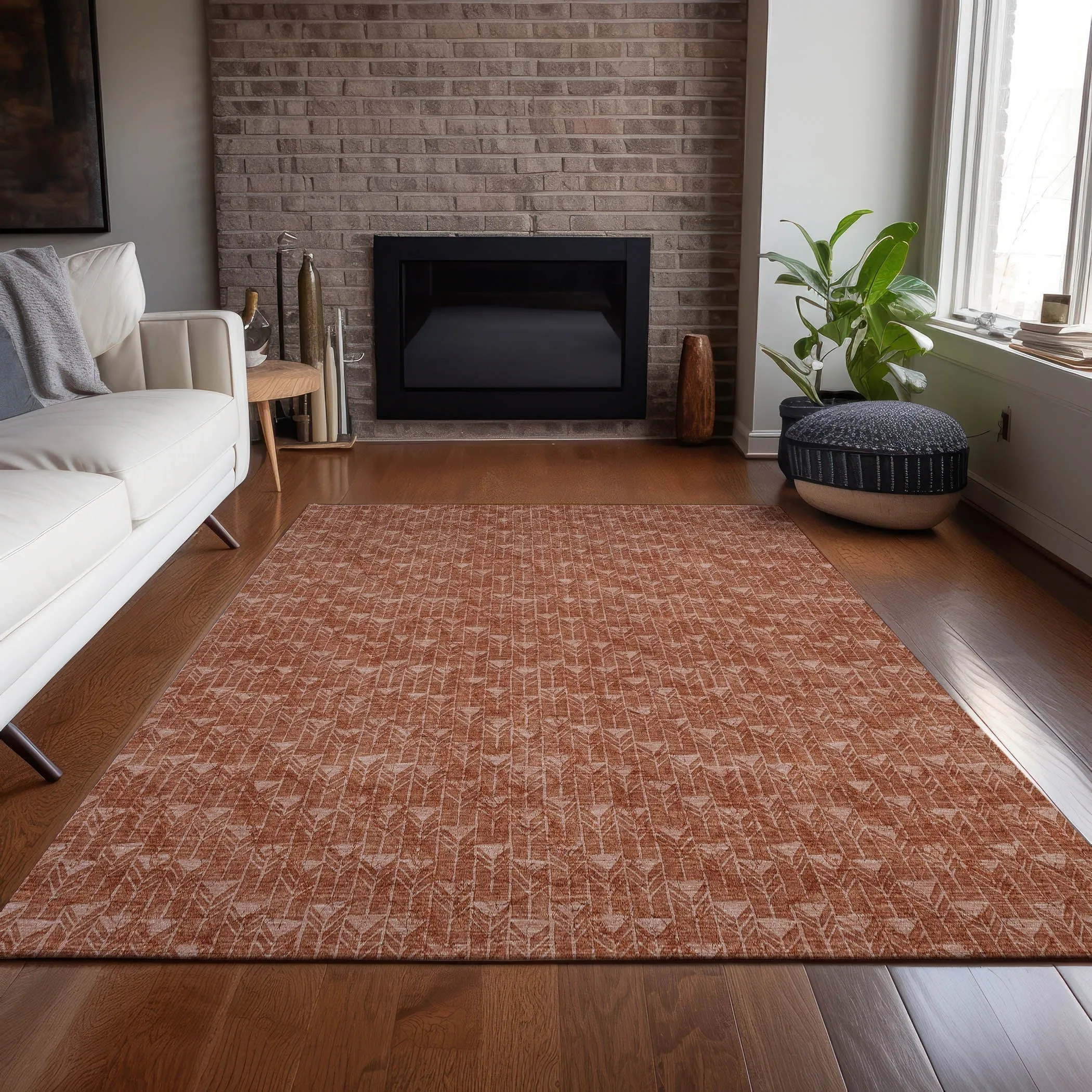 Machine Washable Indoor/ Outdoor Arrows Chantille Rug