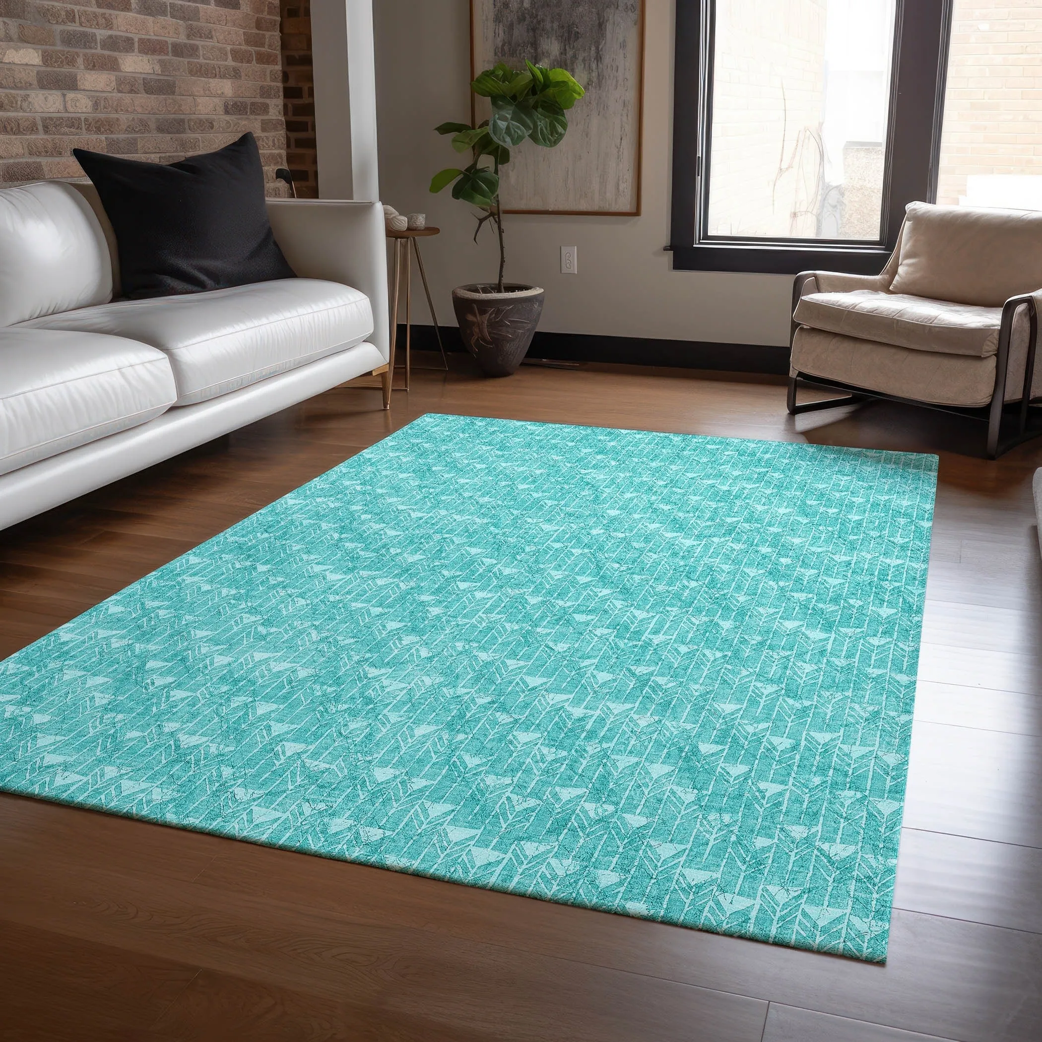 Machine Washable Indoor/ Outdoor Arrows Chantille Rug