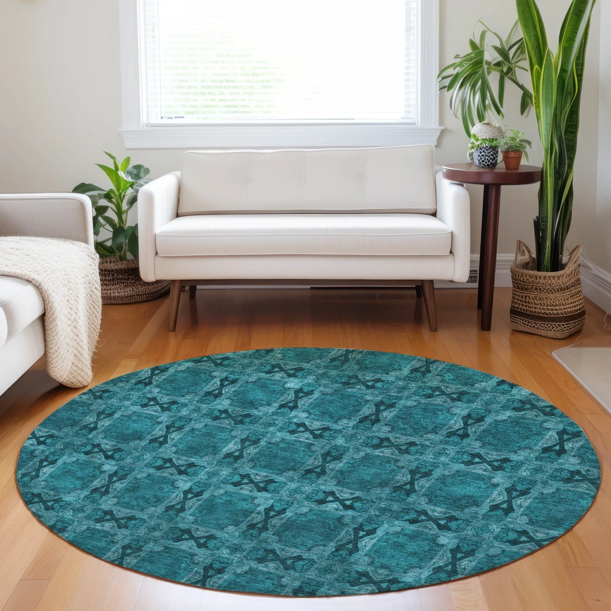 Machine Washable Indoor/ Outdoor Boho Medallions Chantille Rug