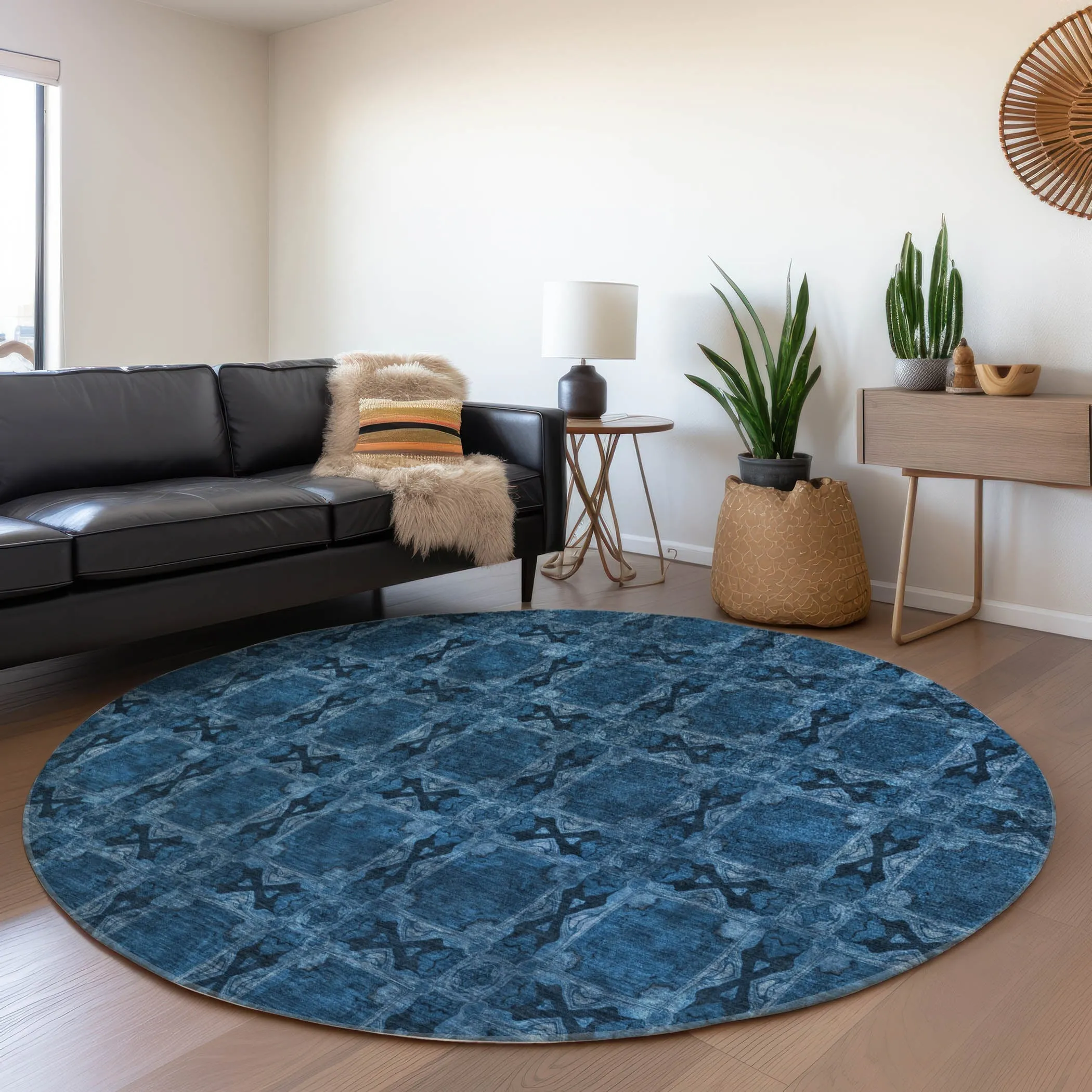 Machine Washable Indoor/ Outdoor Boho Medallions Chantille Rug