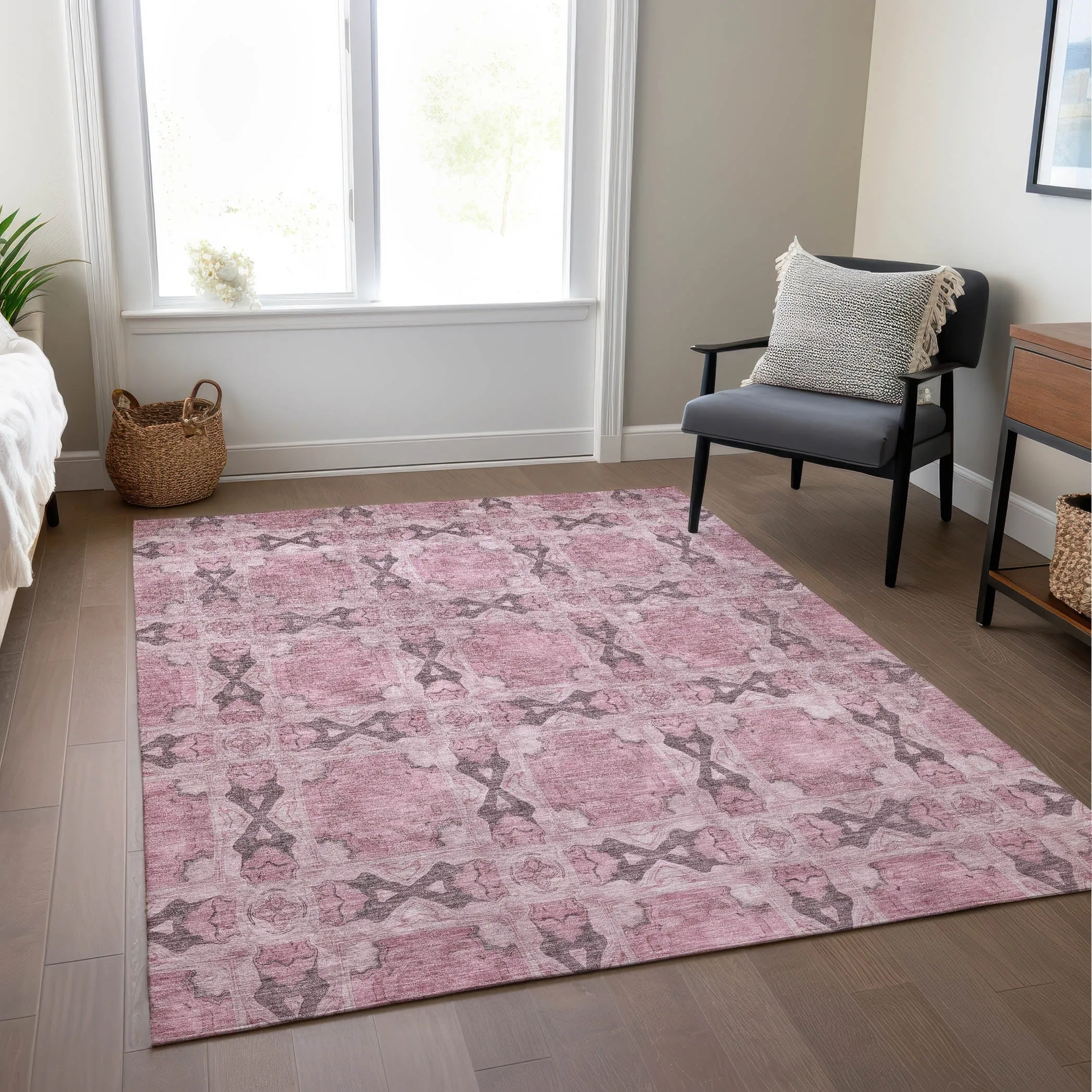 Machine Washable Indoor/ Outdoor Boho Medallions Chantille Rug