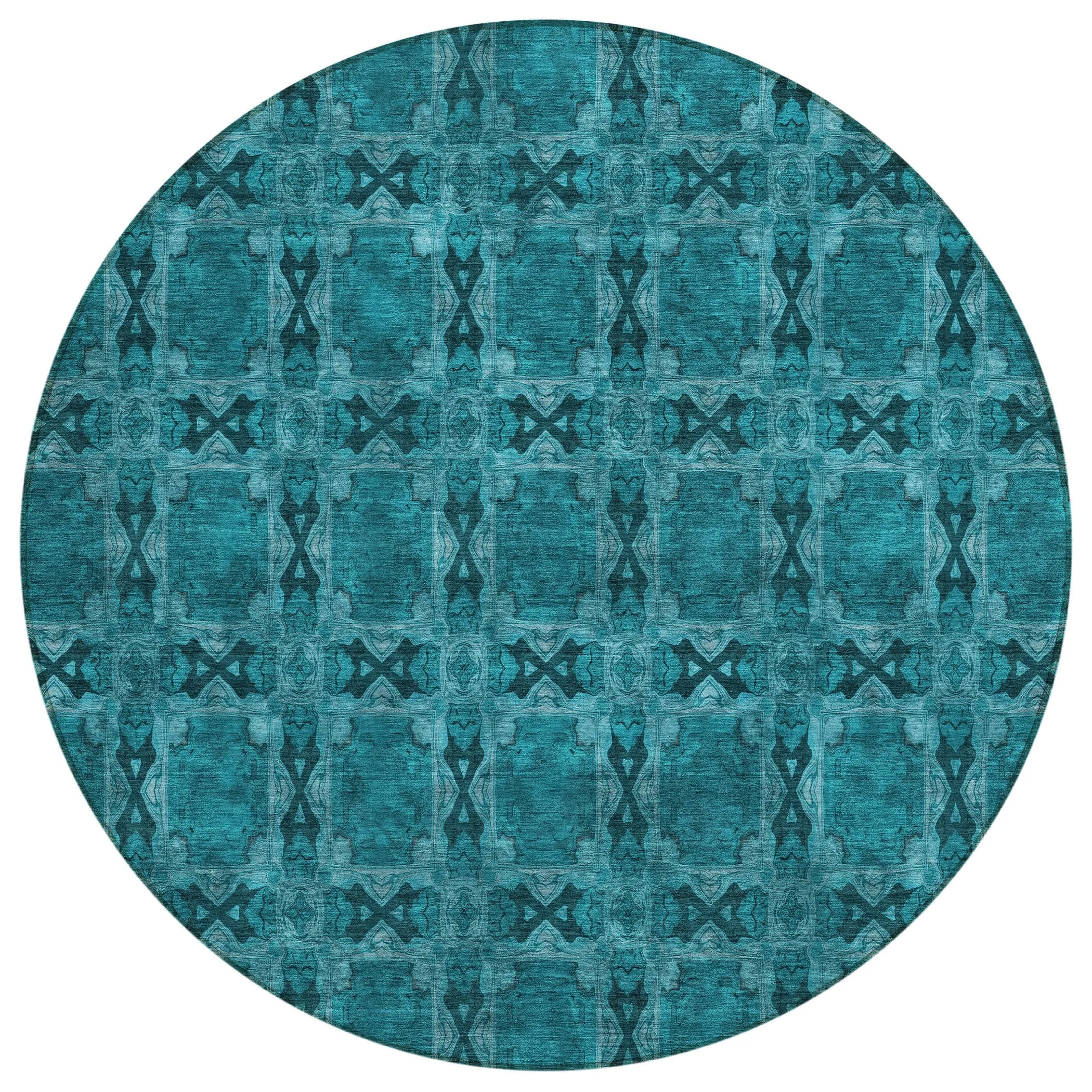 Machine Washable Indoor/ Outdoor Boho Medallions Chantille Rug
