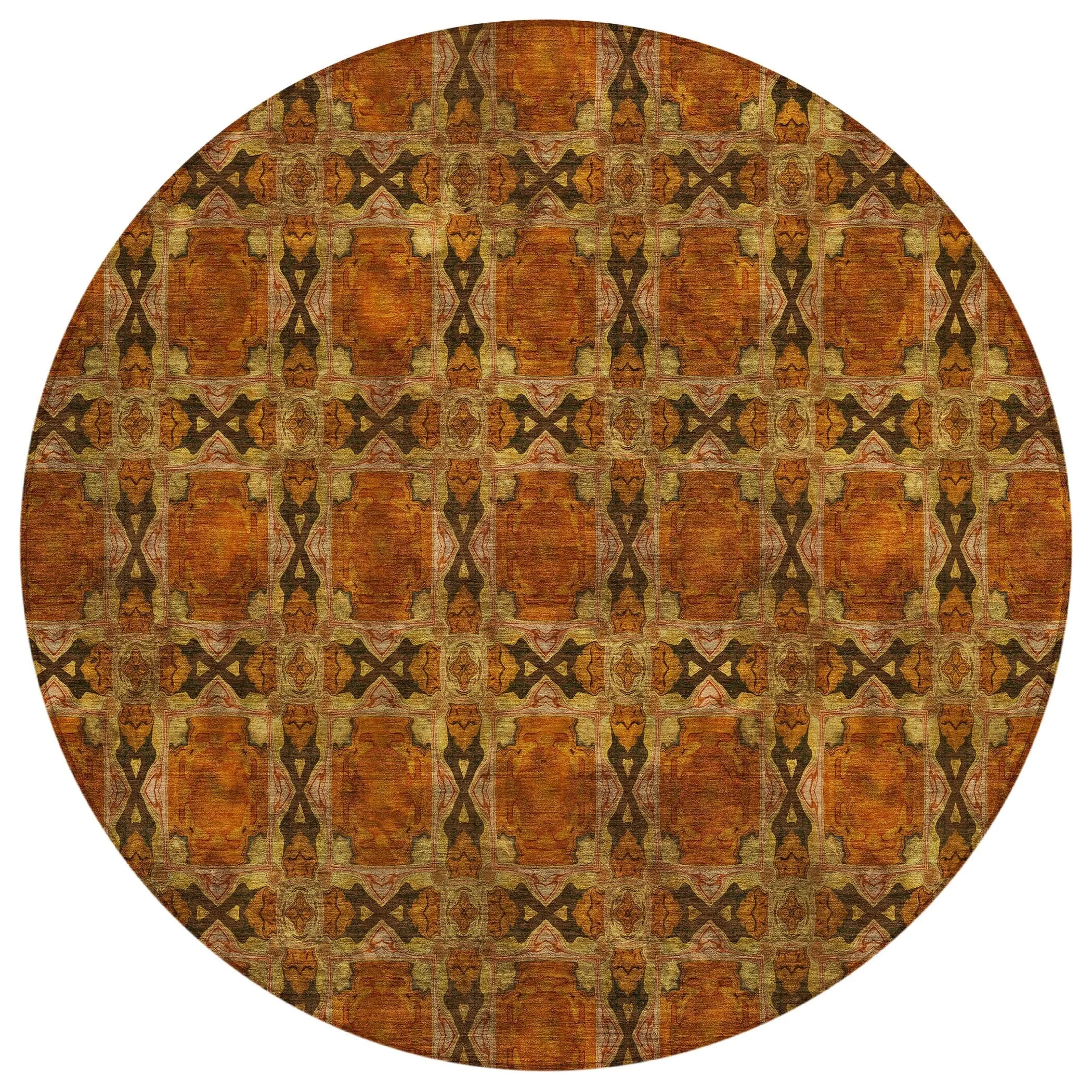 Machine Washable Indoor/ Outdoor Boho Medallions Chantille Rug