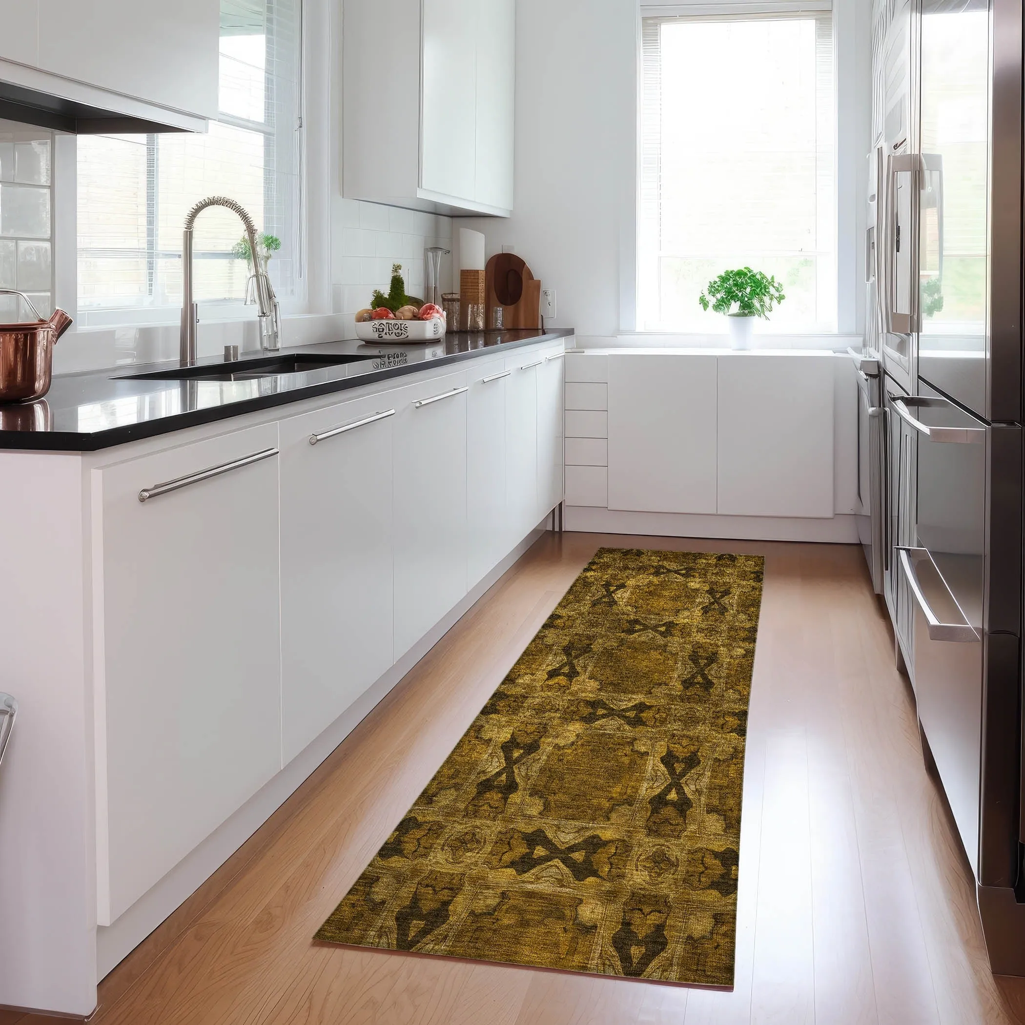 Machine Washable Indoor/ Outdoor Boho Medallions Chantille Rug