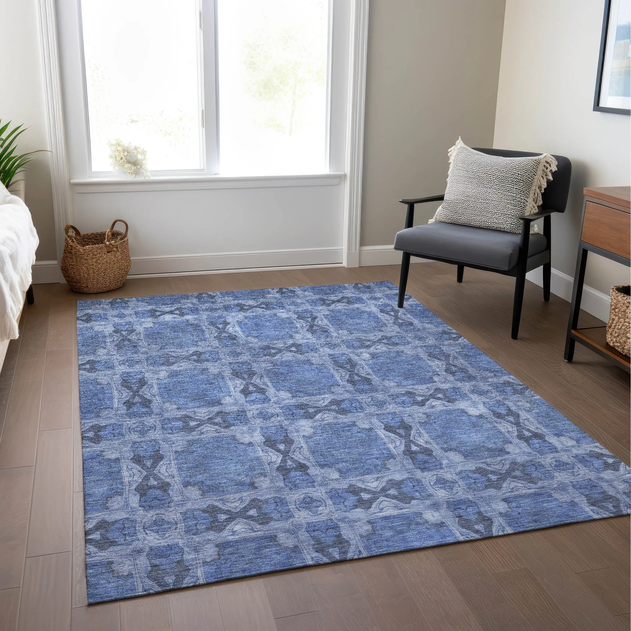 Machine Washable Indoor/ Outdoor Boho Medallions Chantille Rug