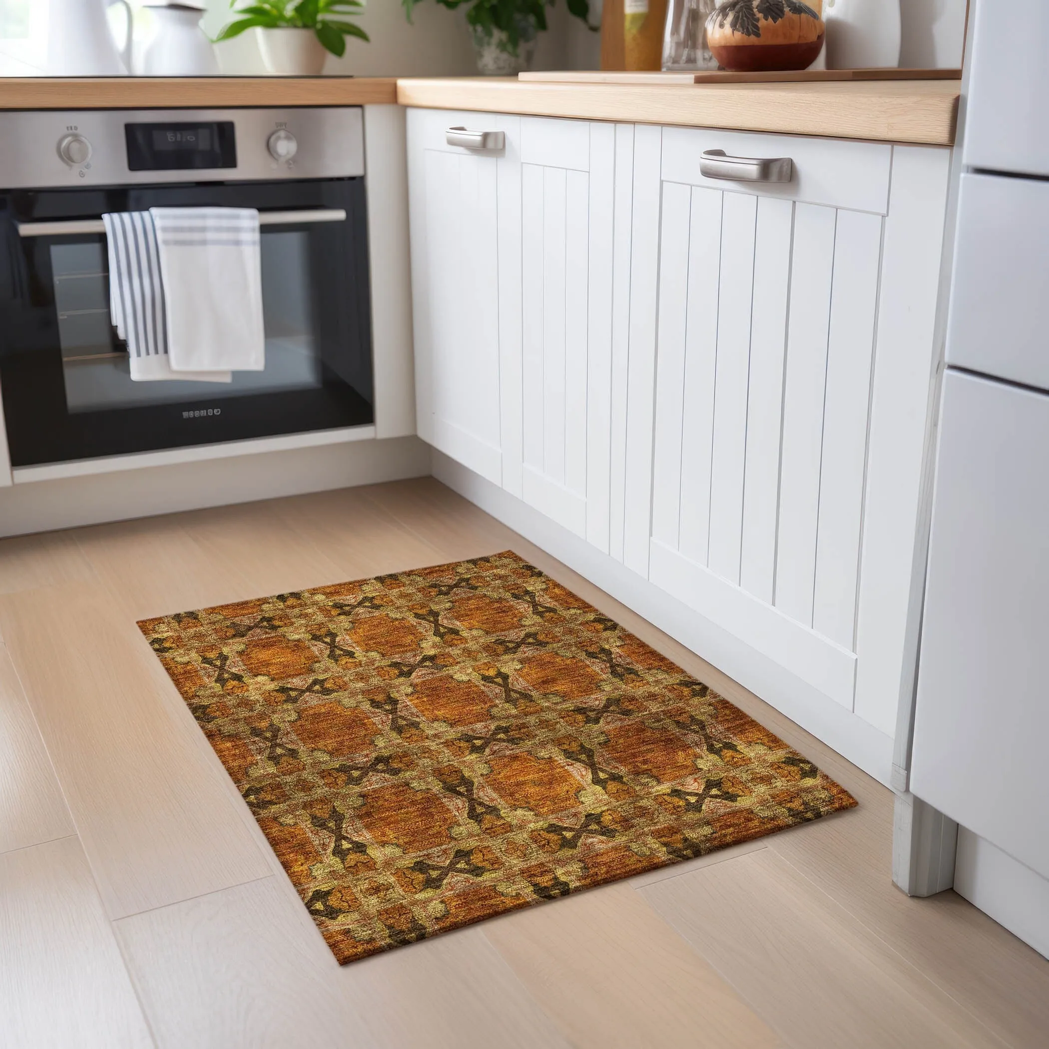Machine Washable Indoor/ Outdoor Boho Medallions Chantille Rug