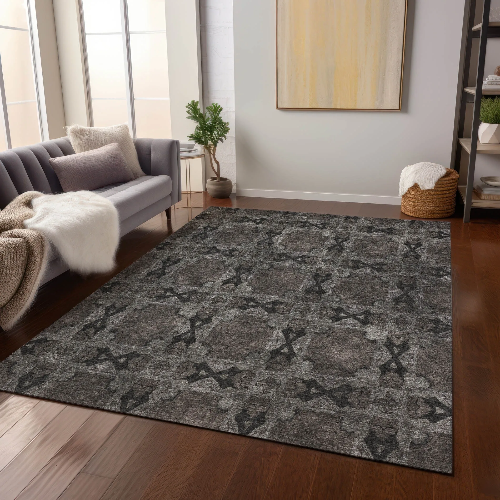 Machine Washable Indoor/ Outdoor Boho Medallions Chantille Rug