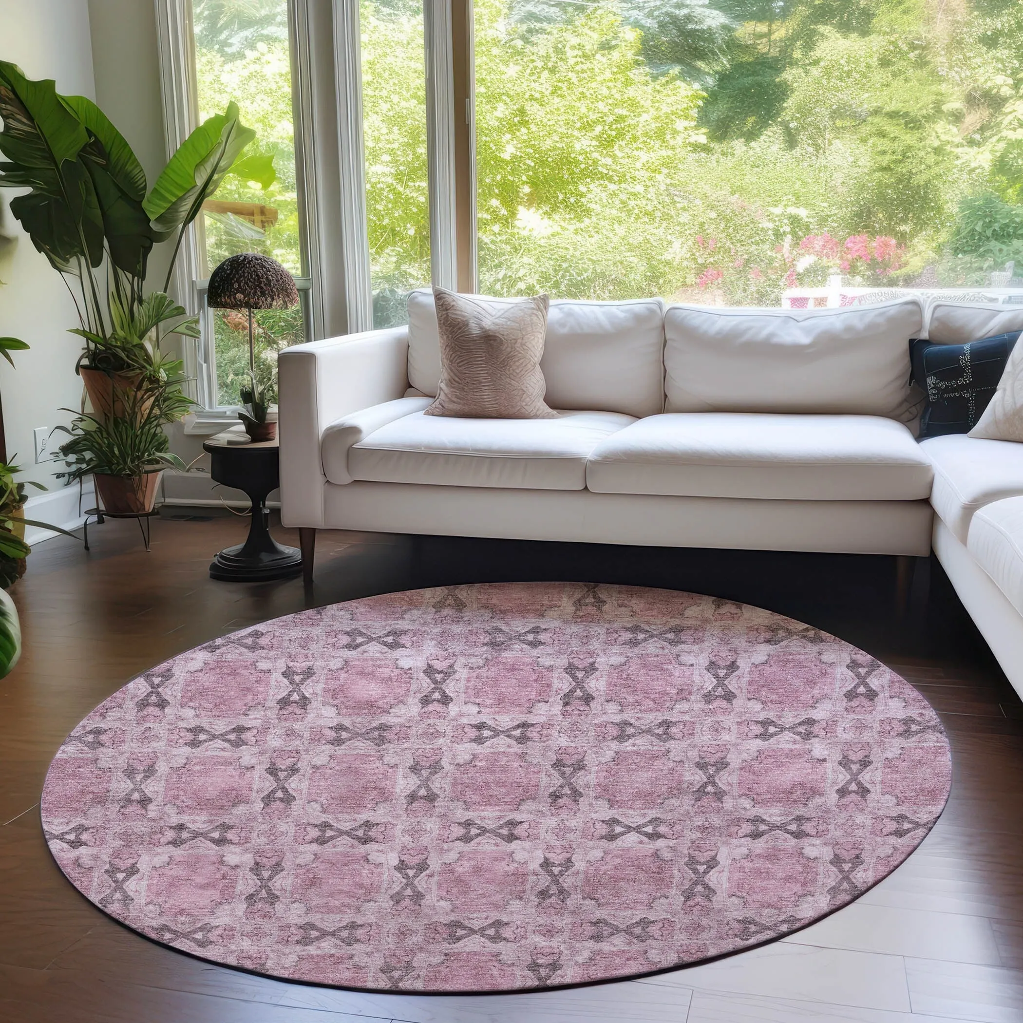 Machine Washable Indoor/ Outdoor Boho Medallions Chantille Rug