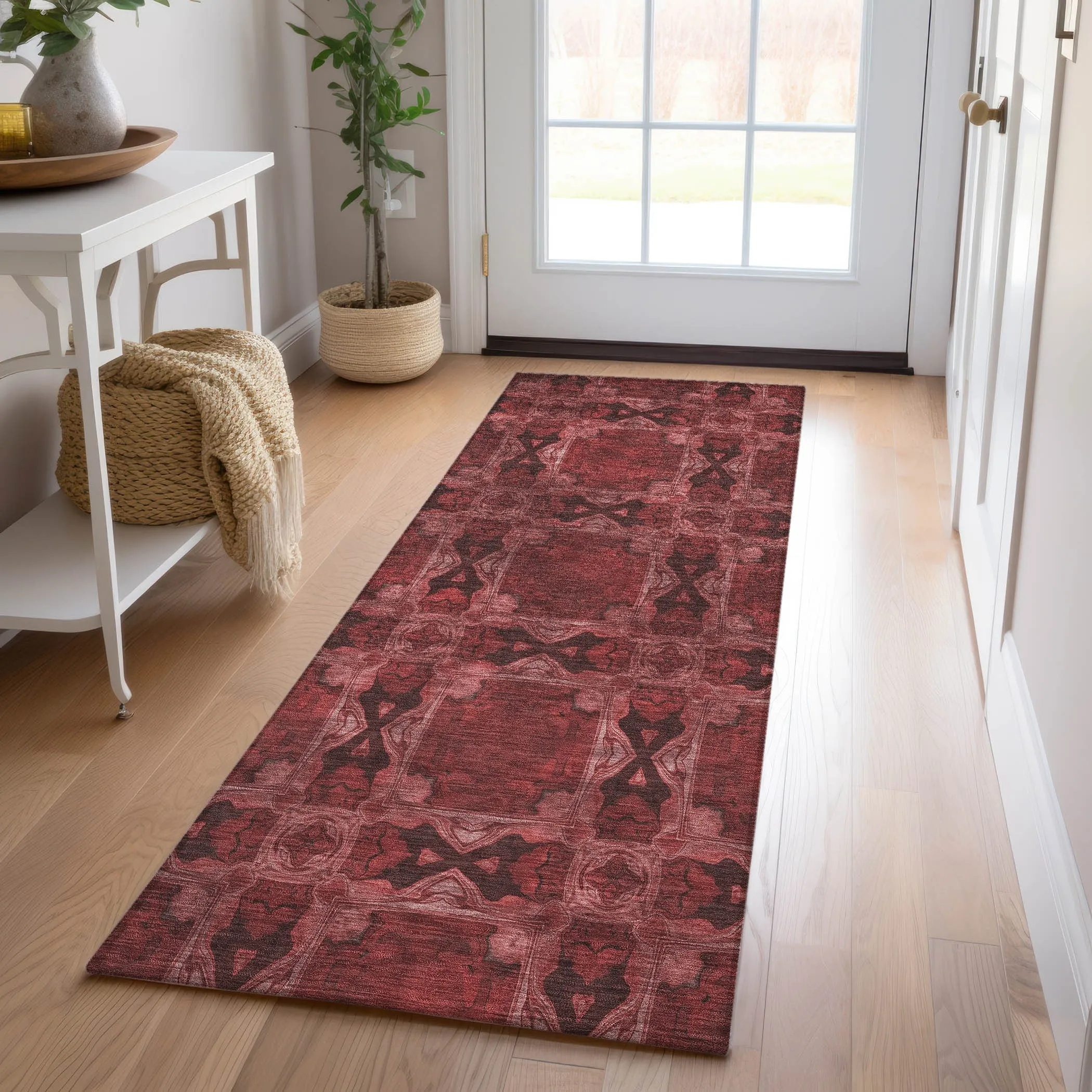 Machine Washable Indoor/ Outdoor Boho Medallions Chantille Rug