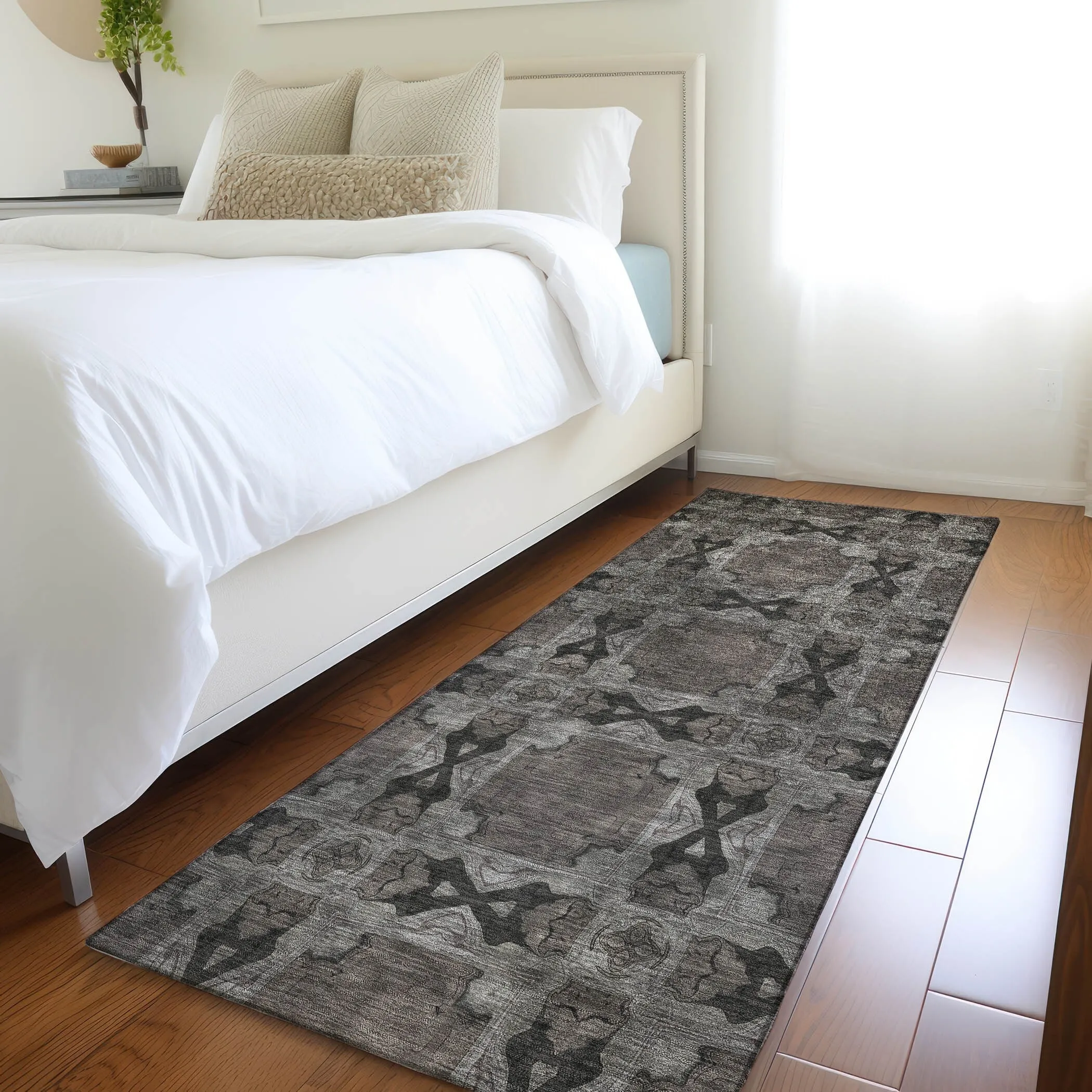 Machine Washable Indoor/ Outdoor Boho Medallions Chantille Rug