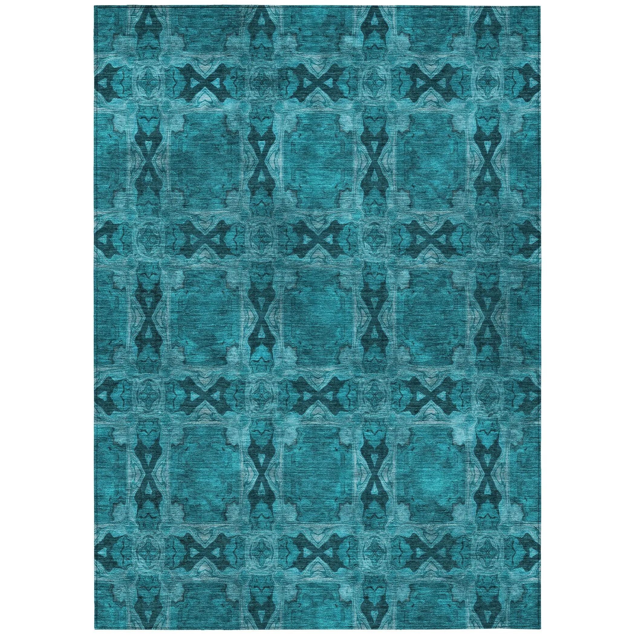 Machine Washable Indoor/ Outdoor Boho Medallions Chantille Rug