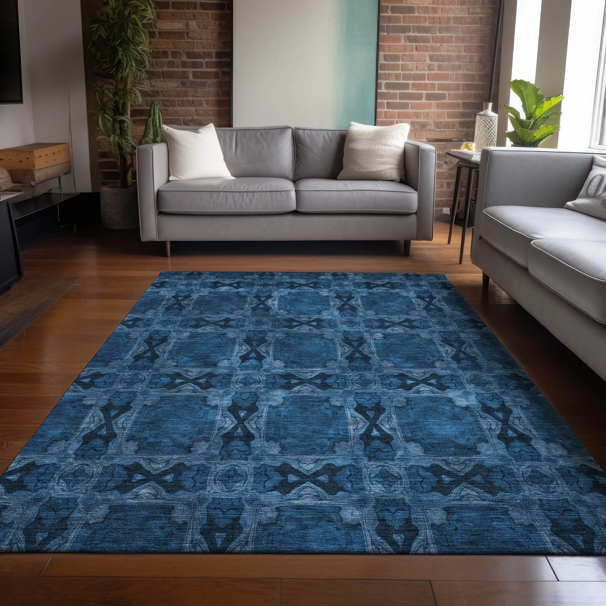 Machine Washable Indoor/ Outdoor Boho Medallions Chantille Rug