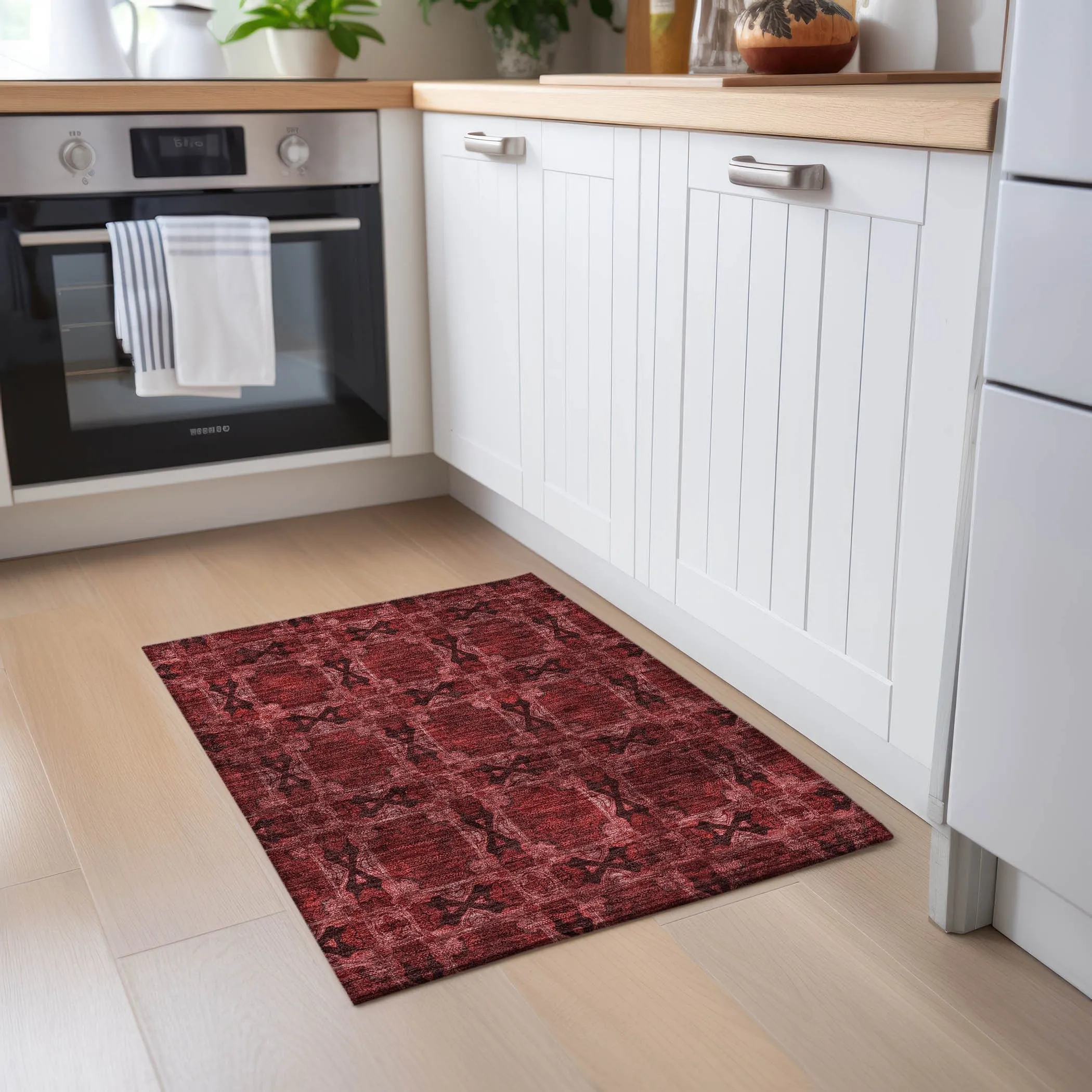 Machine Washable Indoor/ Outdoor Boho Medallions Chantille Rug