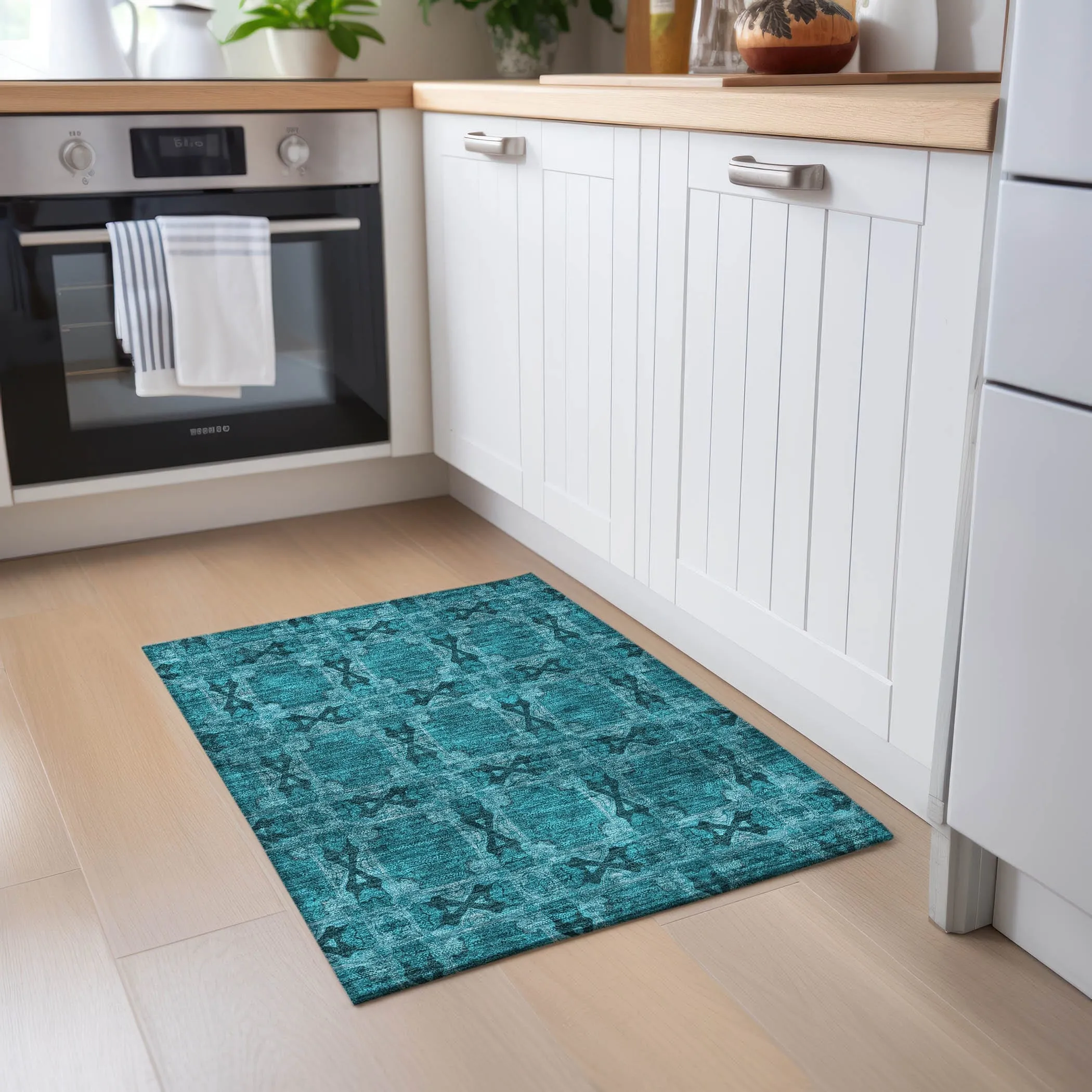 Machine Washable Indoor/ Outdoor Boho Medallions Chantille Rug
