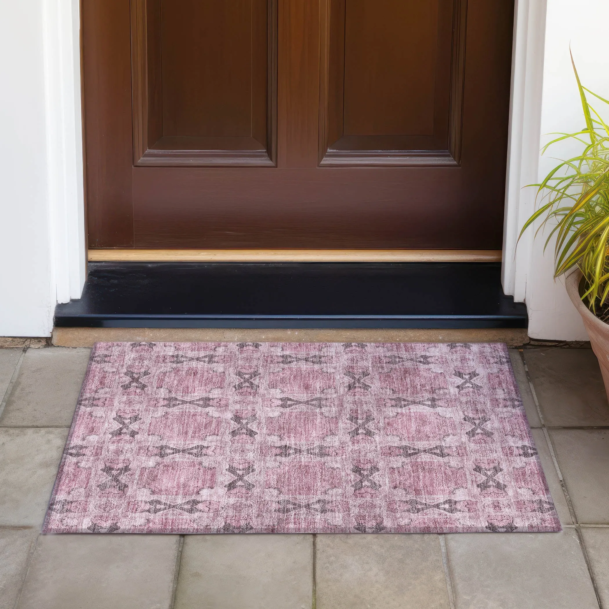Machine Washable Indoor/ Outdoor Boho Medallions Chantille Rug