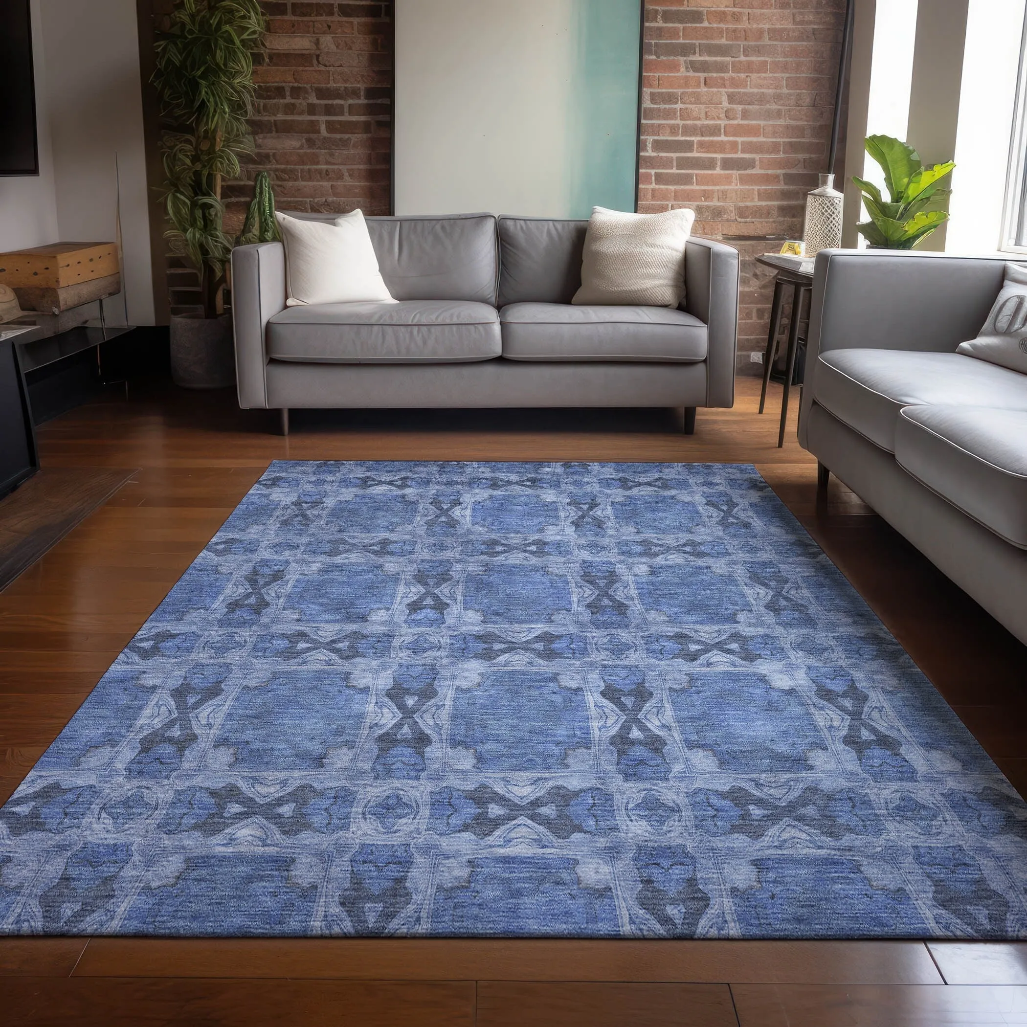 Machine Washable Indoor/ Outdoor Boho Medallions Chantille Rug