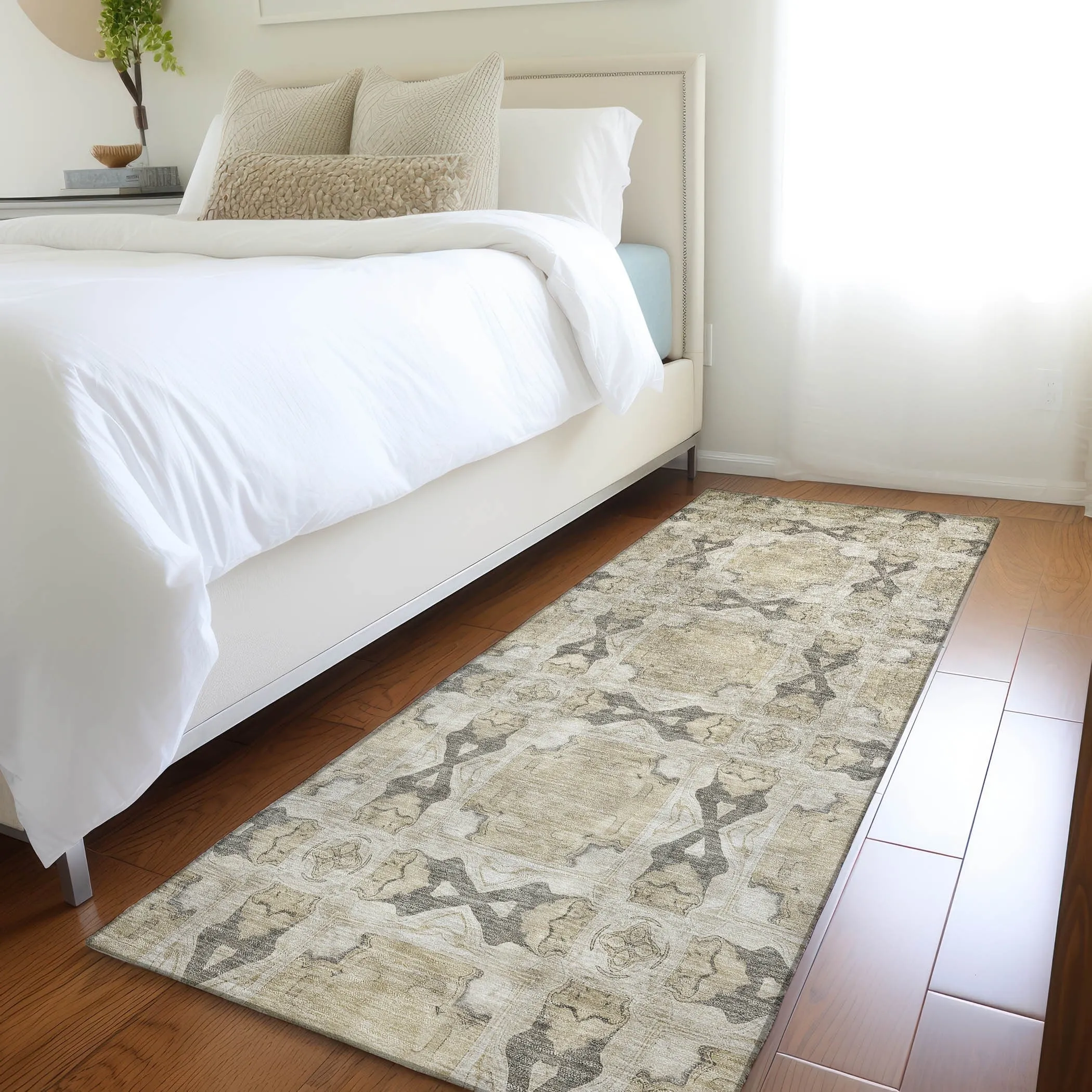 Machine Washable Indoor/ Outdoor Boho Medallions Chantille Rug