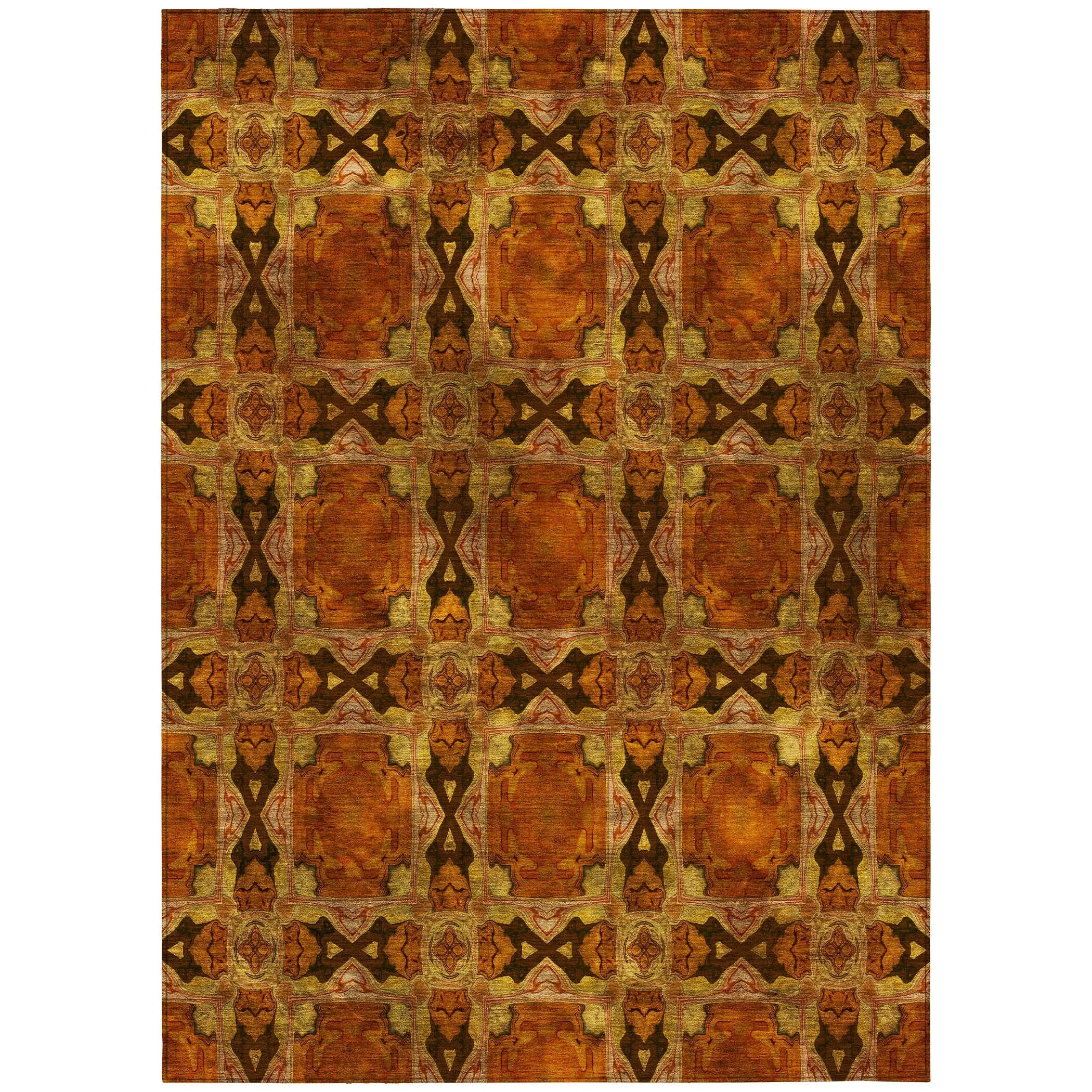 Machine Washable Indoor/ Outdoor Boho Medallions Chantille Rug