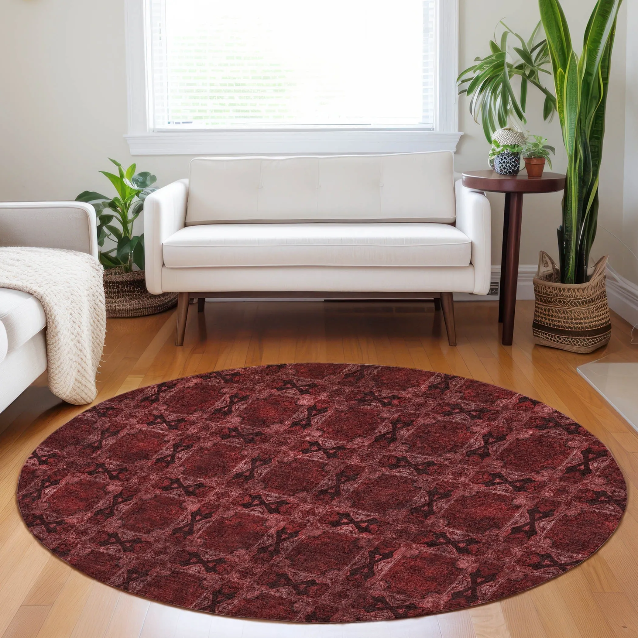 Machine Washable Indoor/ Outdoor Boho Medallions Chantille Rug