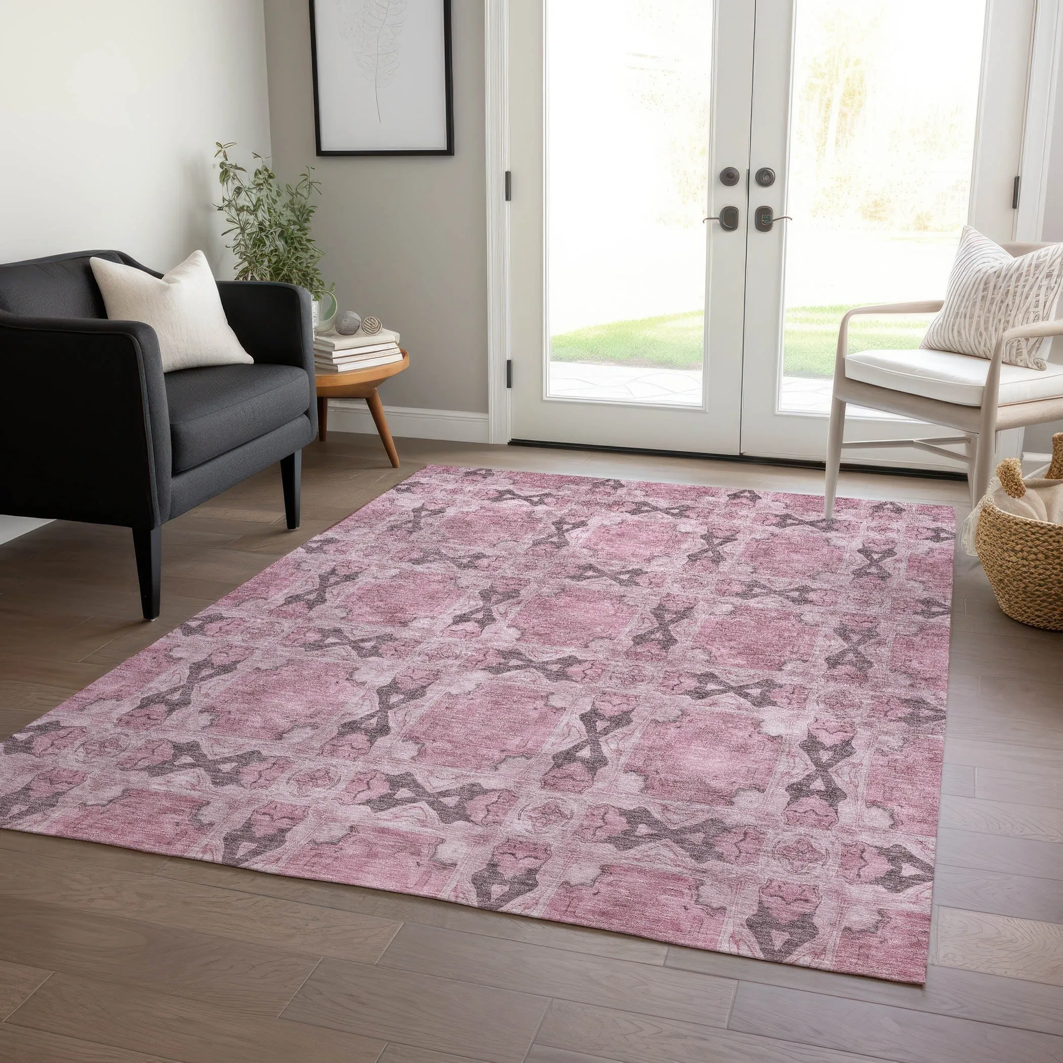 Machine Washable Indoor/ Outdoor Boho Medallions Chantille Rug