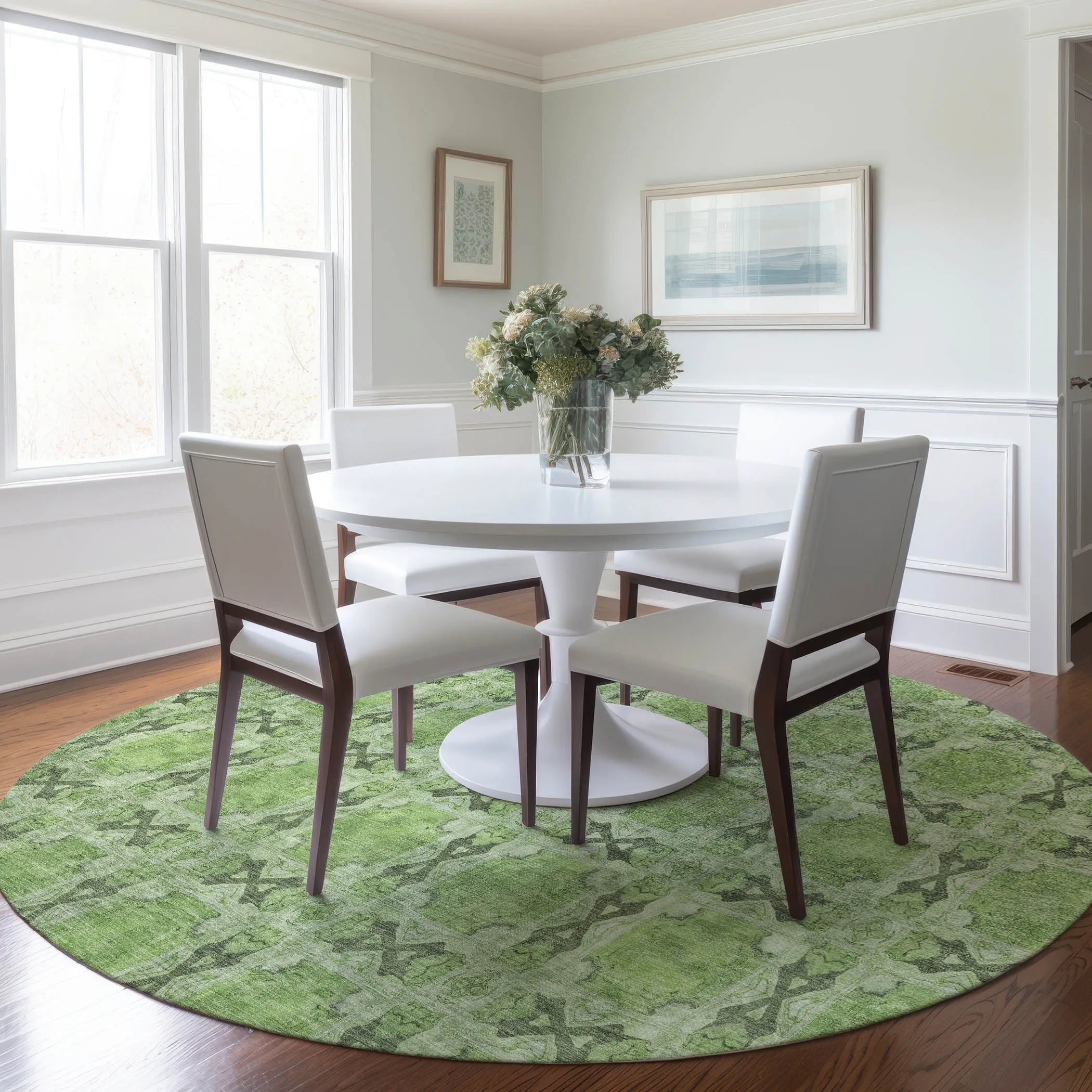 Machine Washable Indoor/ Outdoor Boho Medallions Chantille Rug
