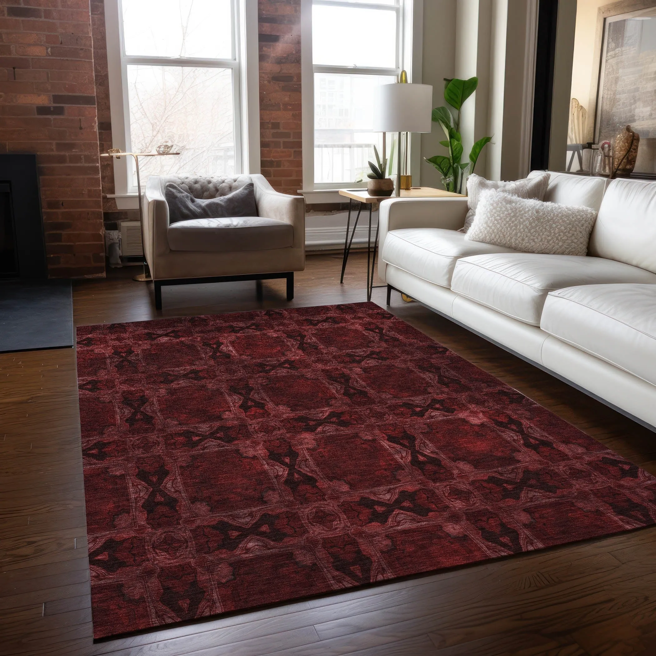 Machine Washable Indoor/ Outdoor Boho Medallions Chantille Rug