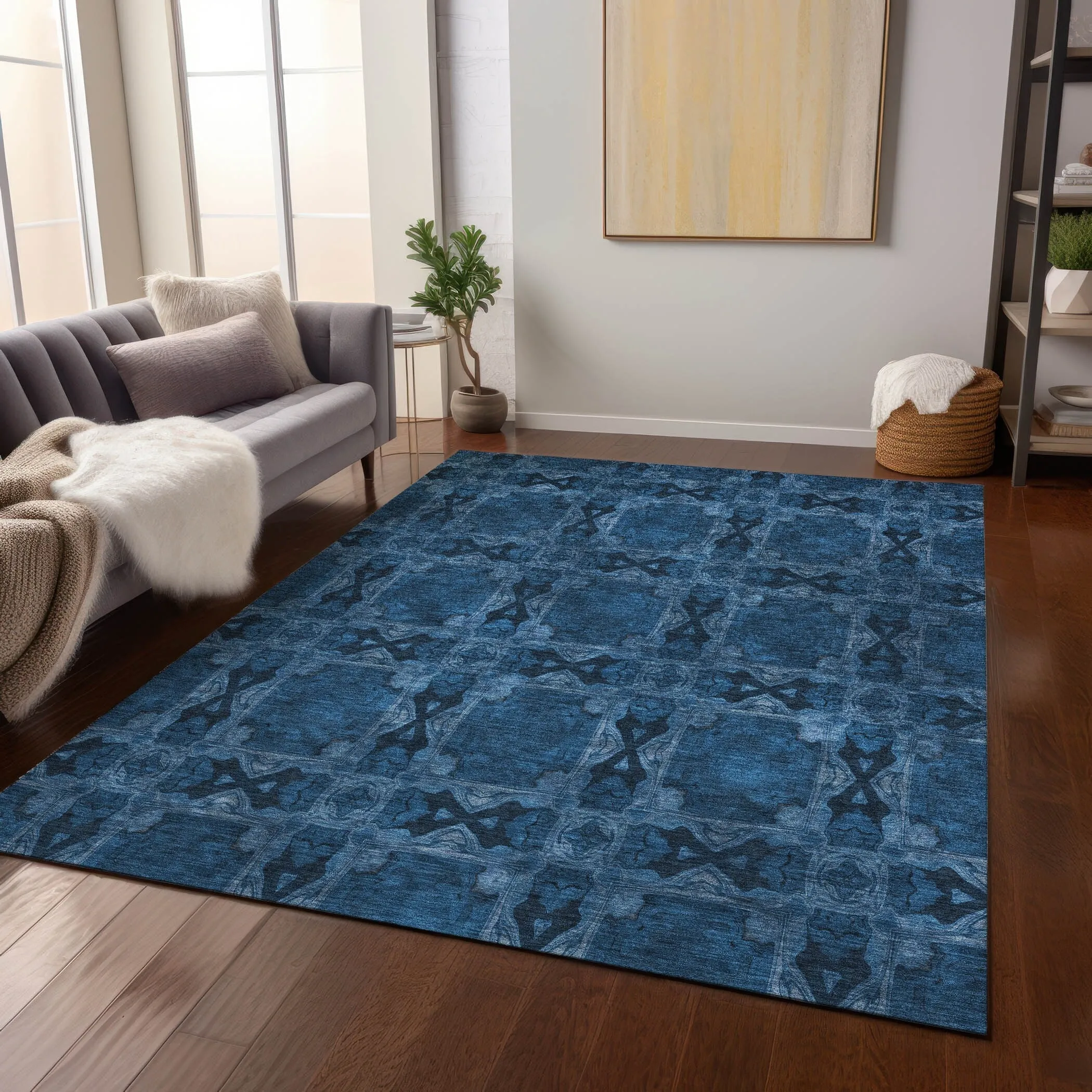 Machine Washable Indoor/ Outdoor Boho Medallions Chantille Rug