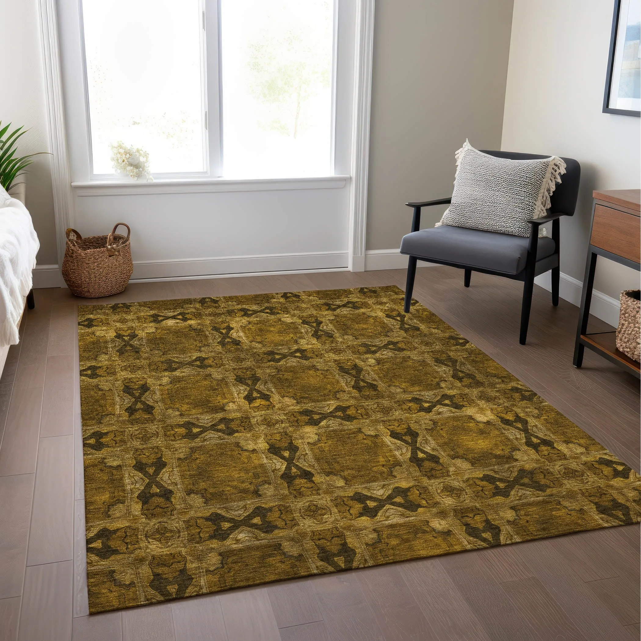 Machine Washable Indoor/ Outdoor Boho Medallions Chantille Rug
