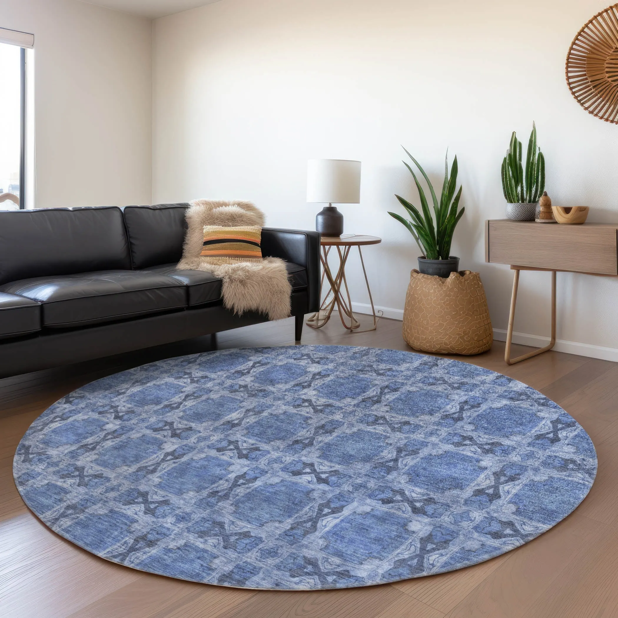 Machine Washable Indoor/ Outdoor Boho Medallions Chantille Rug