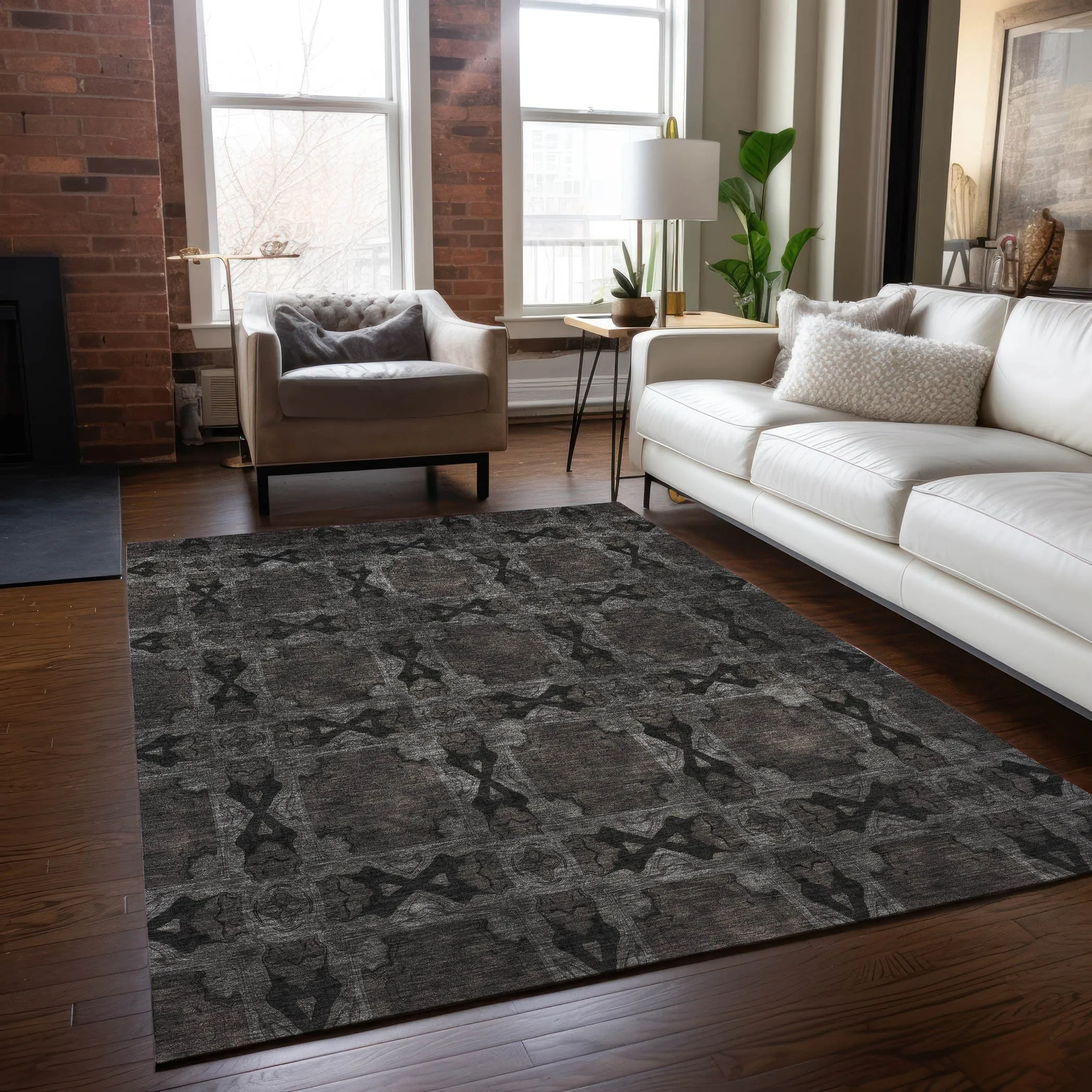 Machine Washable Indoor/ Outdoor Boho Medallions Chantille Rug