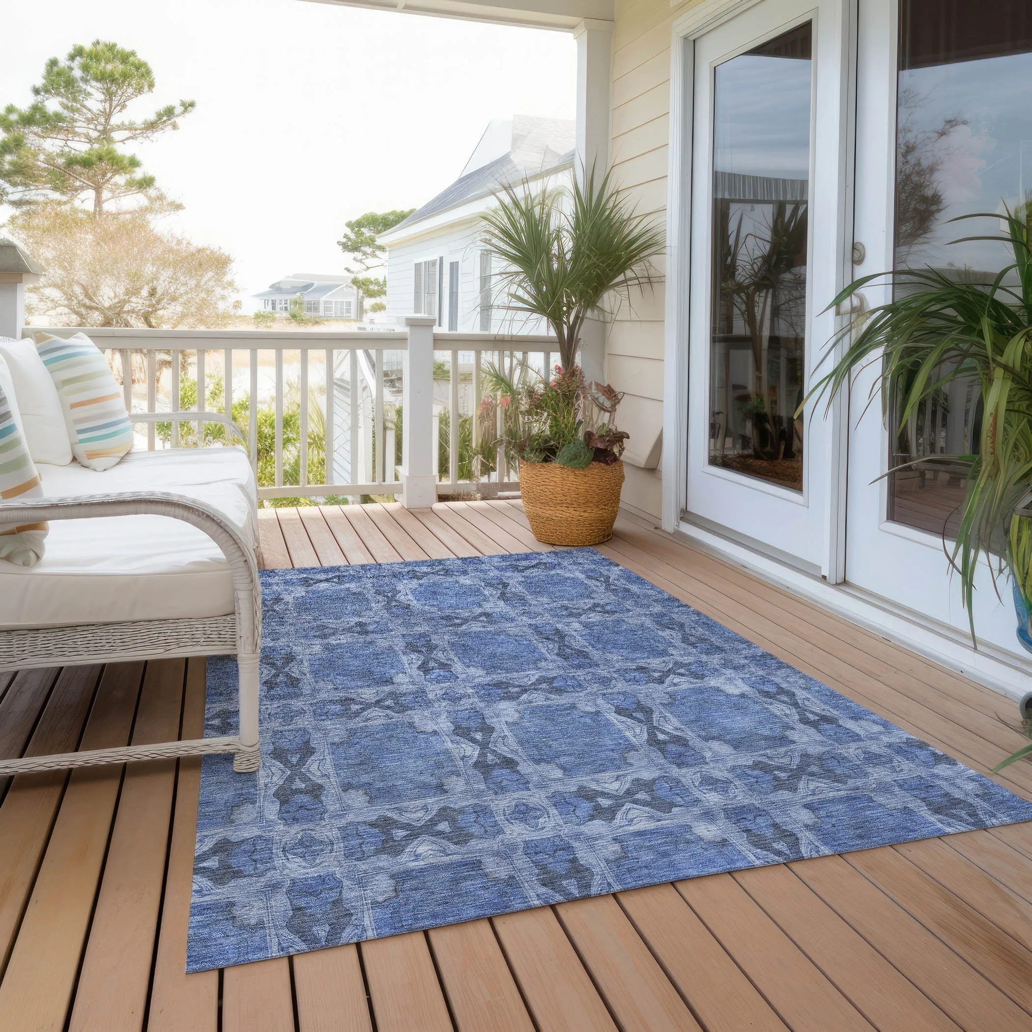 Machine Washable Indoor/ Outdoor Boho Medallions Chantille Rug