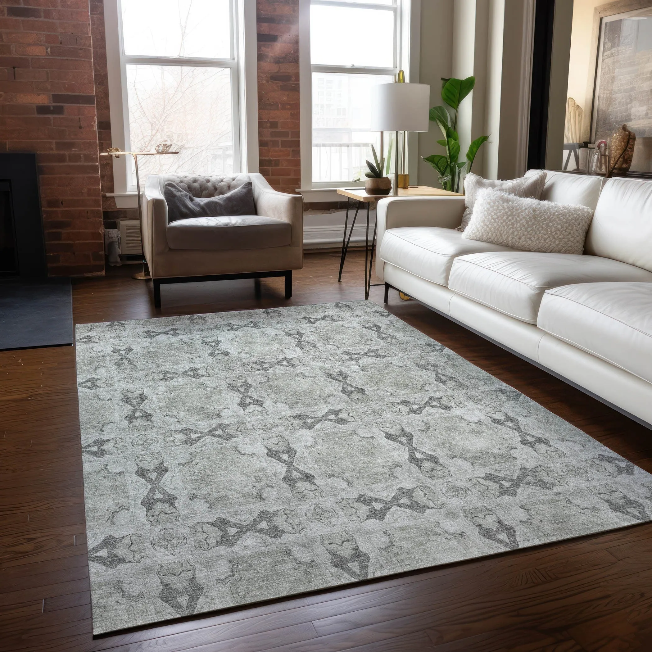 Machine Washable Indoor/ Outdoor Boho Medallions Chantille Rug