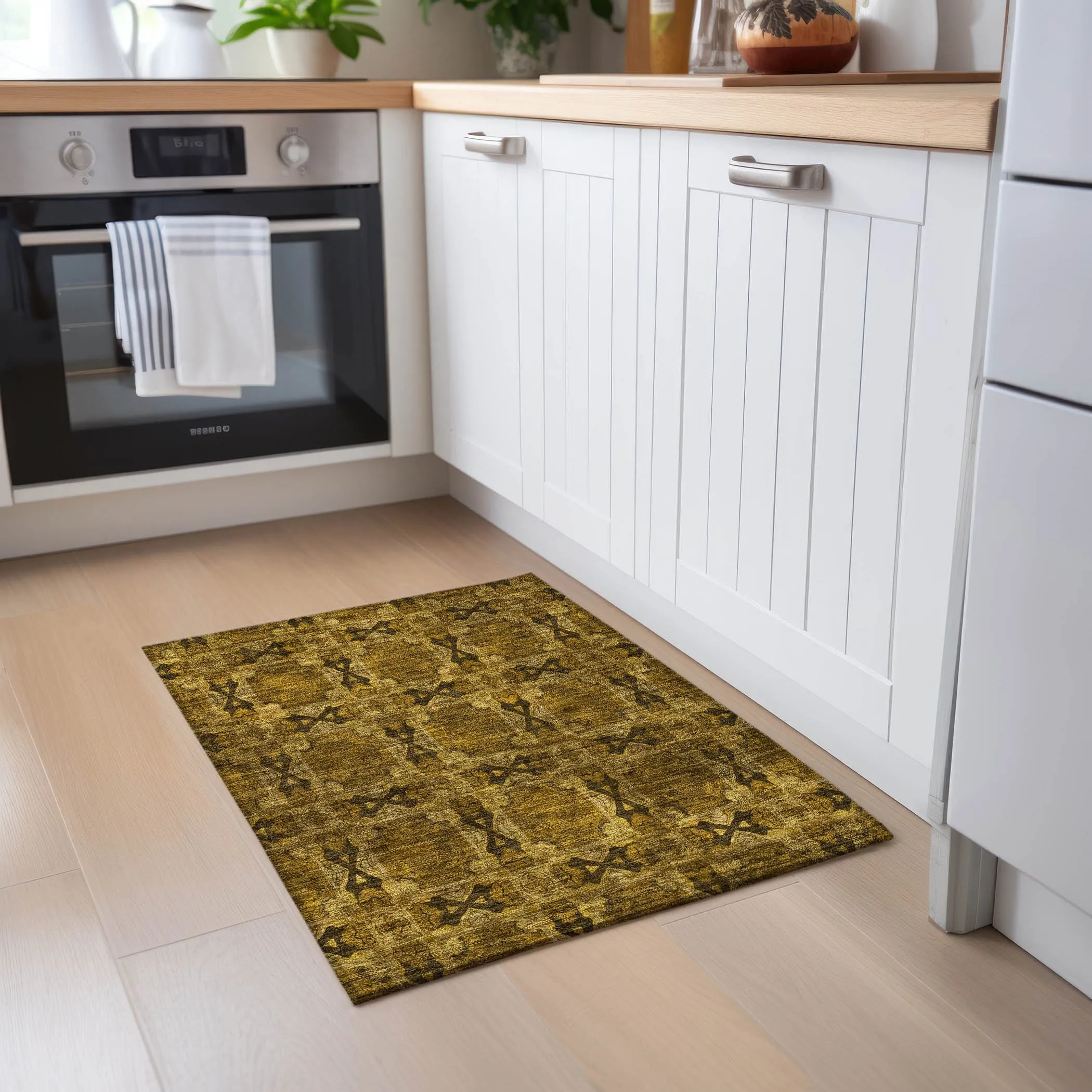 Machine Washable Indoor/ Outdoor Boho Medallions Chantille Rug