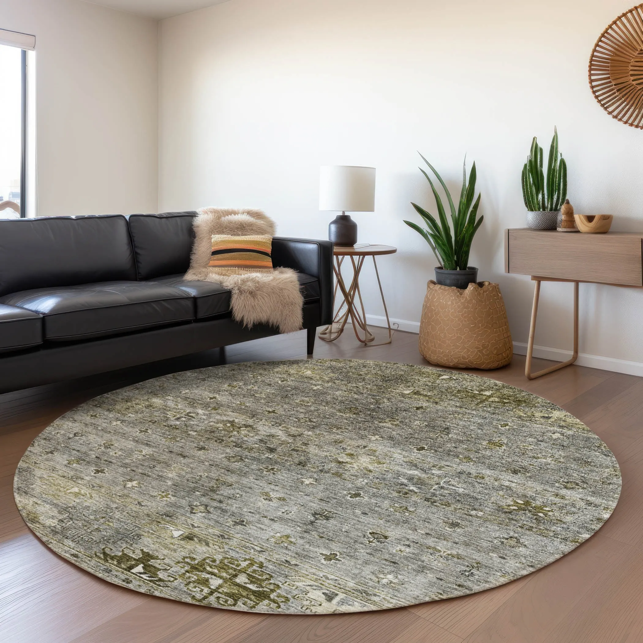 Machine Washable Indoor/ Outdoor Boho Moroccan Chantille Rug