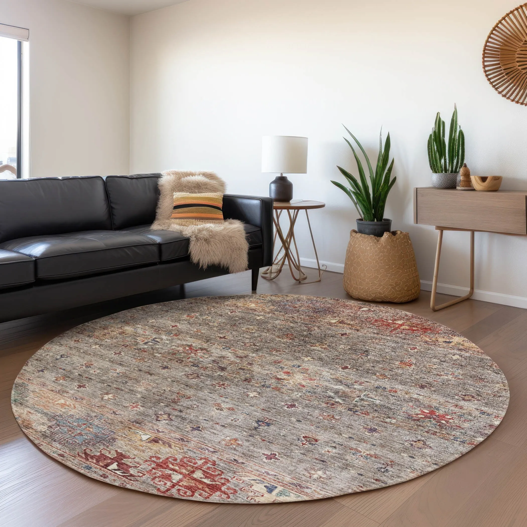 Machine Washable Indoor/ Outdoor Boho Moroccan Chantille Rug