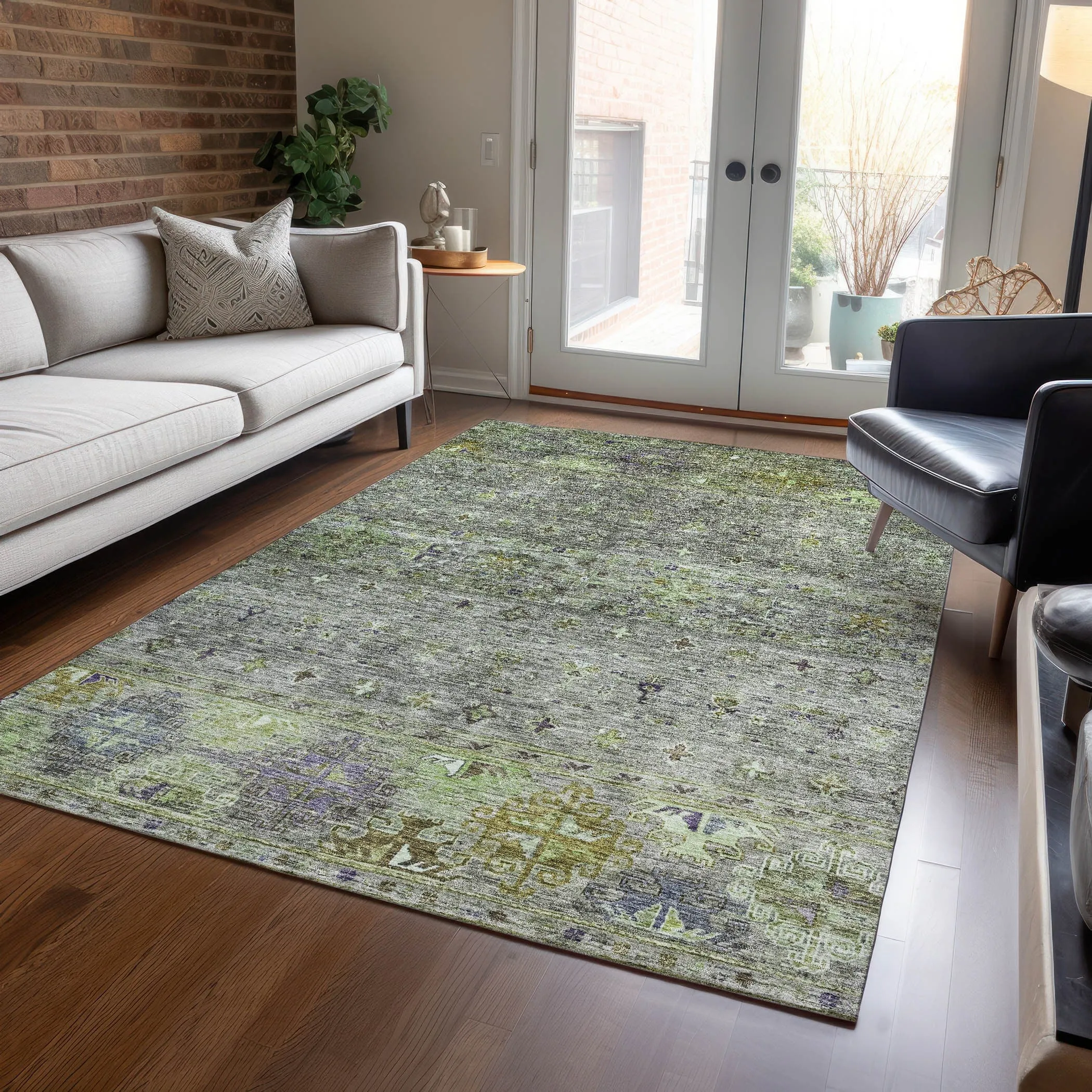 Machine Washable Indoor/ Outdoor Boho Moroccan Chantille Rug