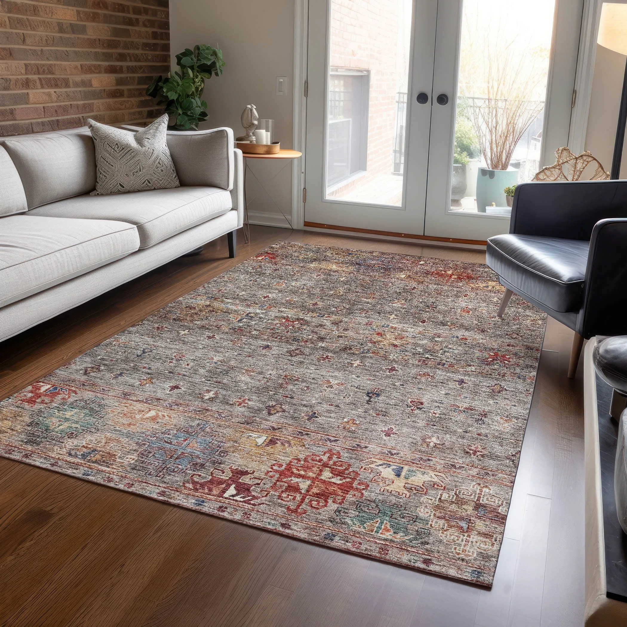 Machine Washable Indoor/ Outdoor Boho Moroccan Chantille Rug