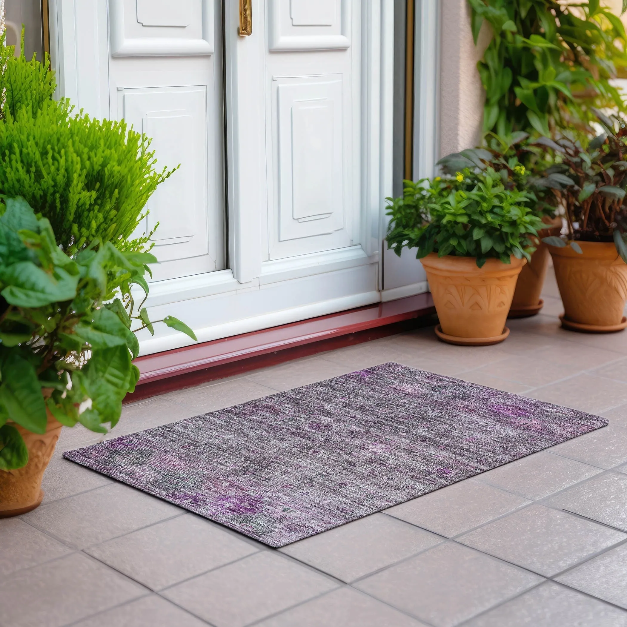 Machine Washable Indoor/ Outdoor Boho Moroccan Chantille Rug
