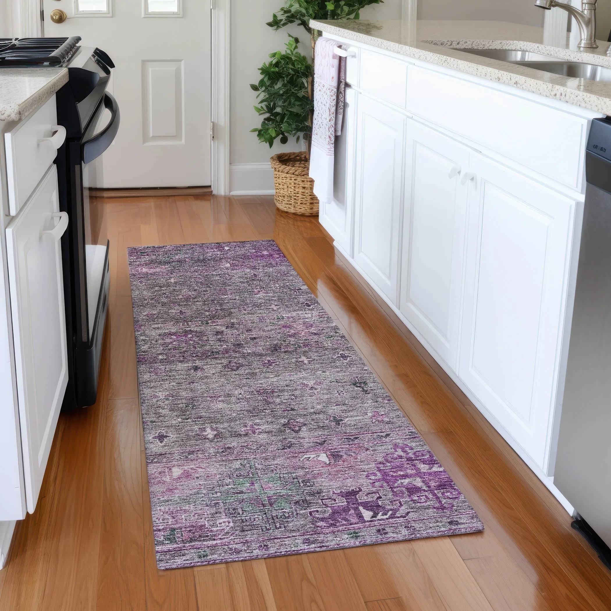 Machine Washable Indoor/ Outdoor Boho Moroccan Chantille Rug