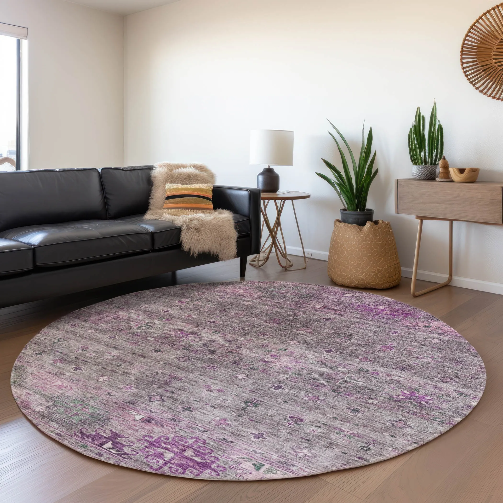 Machine Washable Indoor/ Outdoor Boho Moroccan Chantille Rug