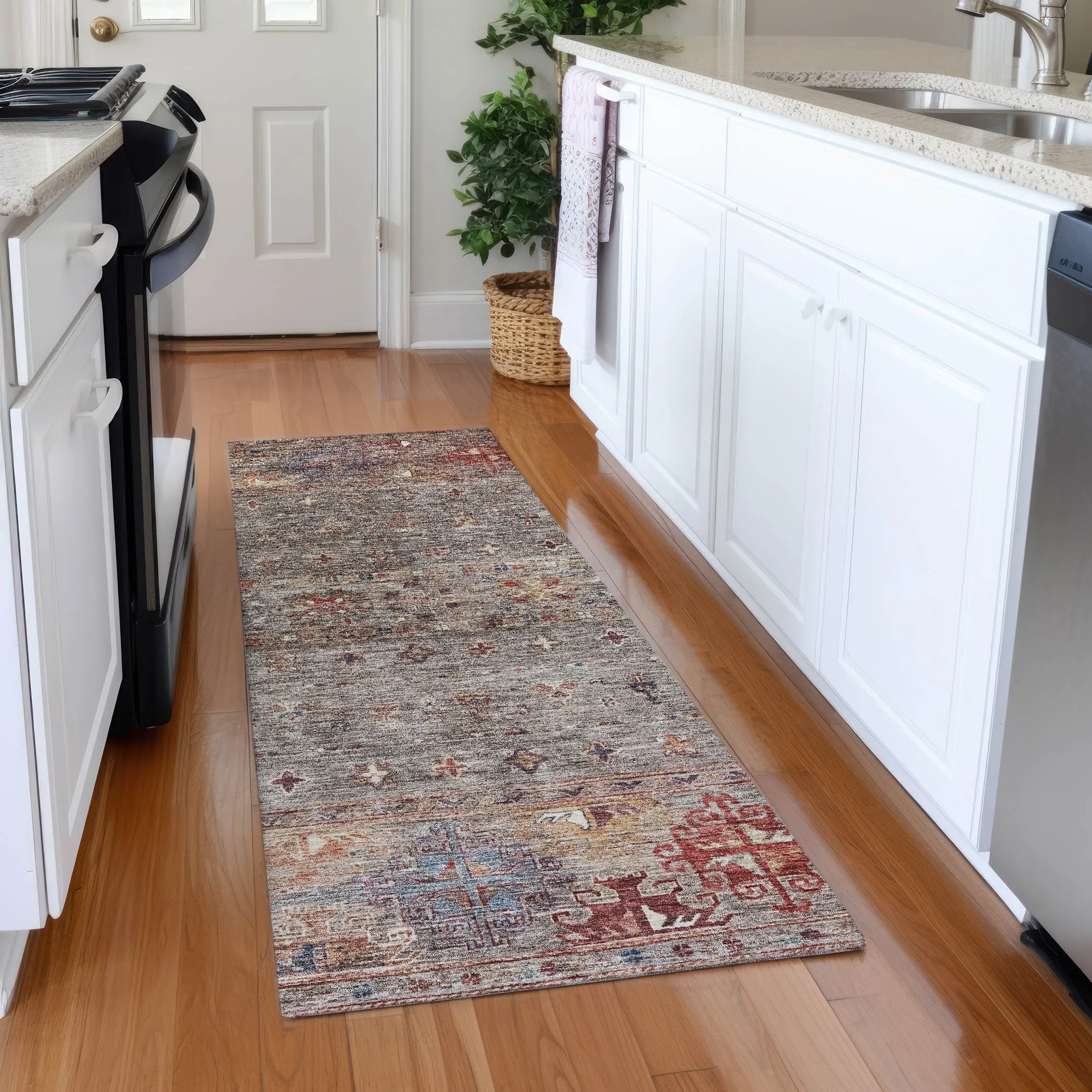 Machine Washable Indoor/ Outdoor Boho Moroccan Chantille Rug