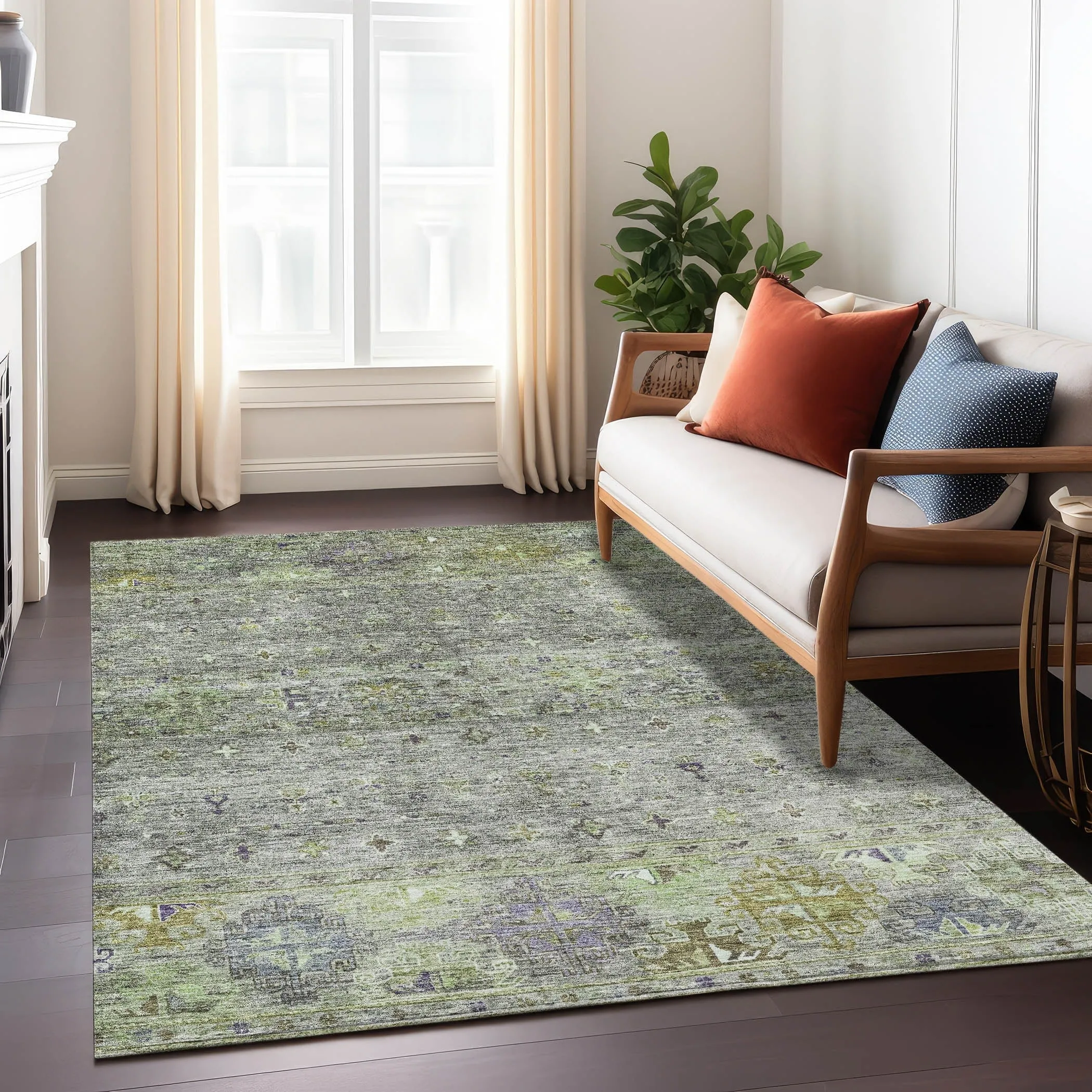 Machine Washable Indoor/ Outdoor Boho Moroccan Chantille Rug