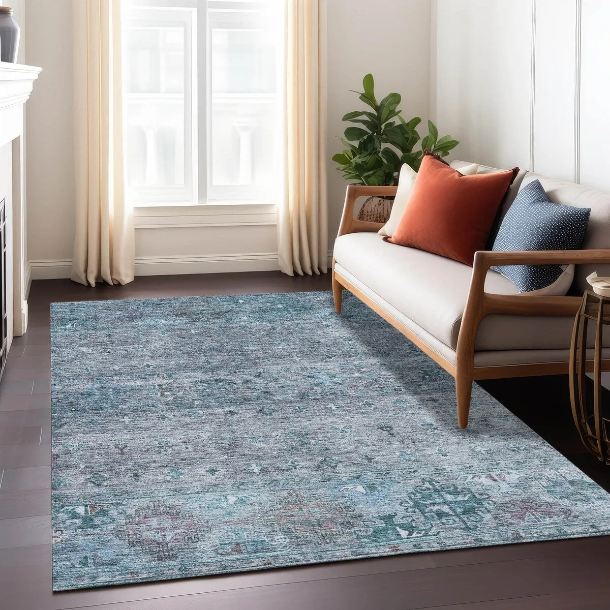 Machine Washable Indoor/ Outdoor Boho Moroccan Chantille Rug