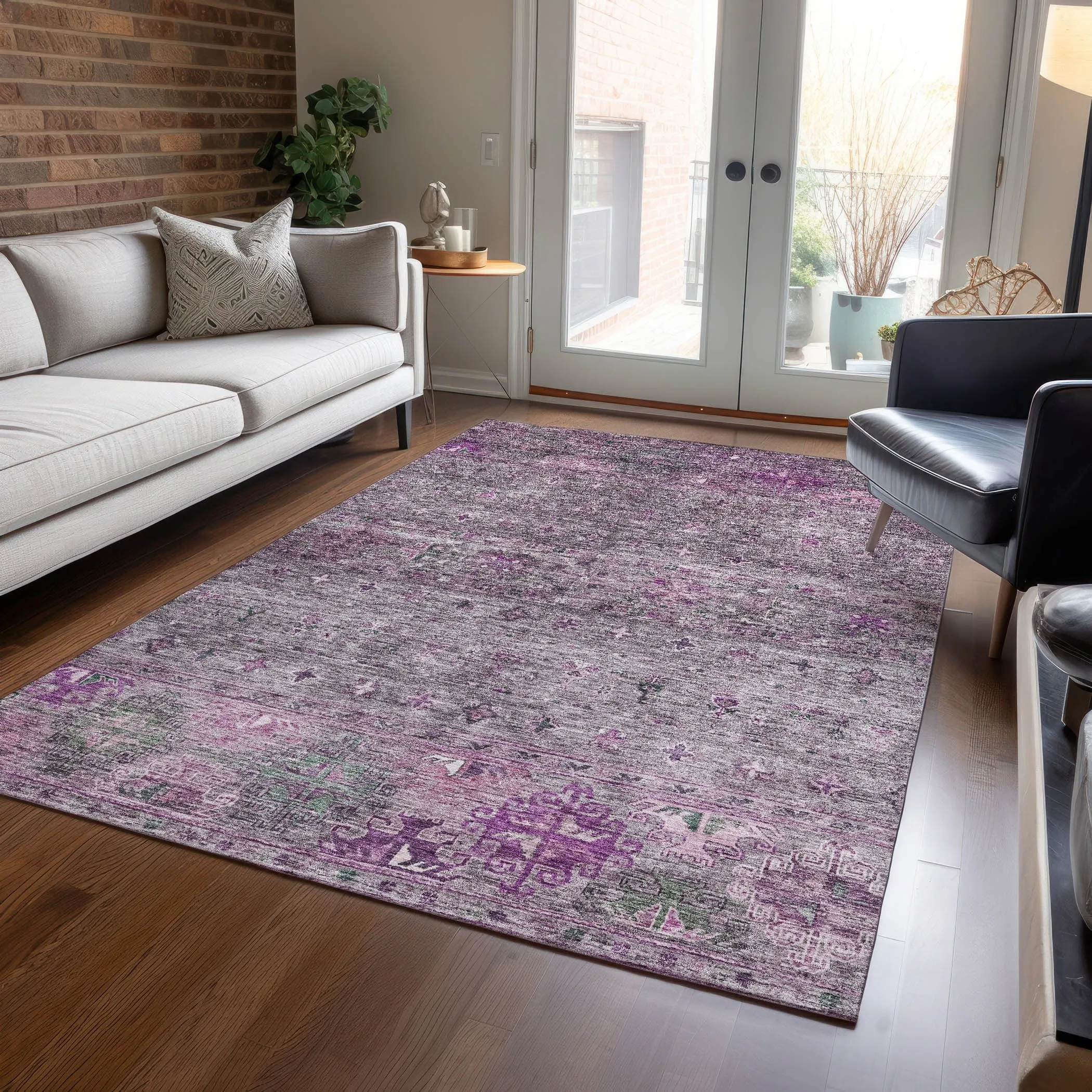 Machine Washable Indoor/ Outdoor Boho Moroccan Chantille Rug