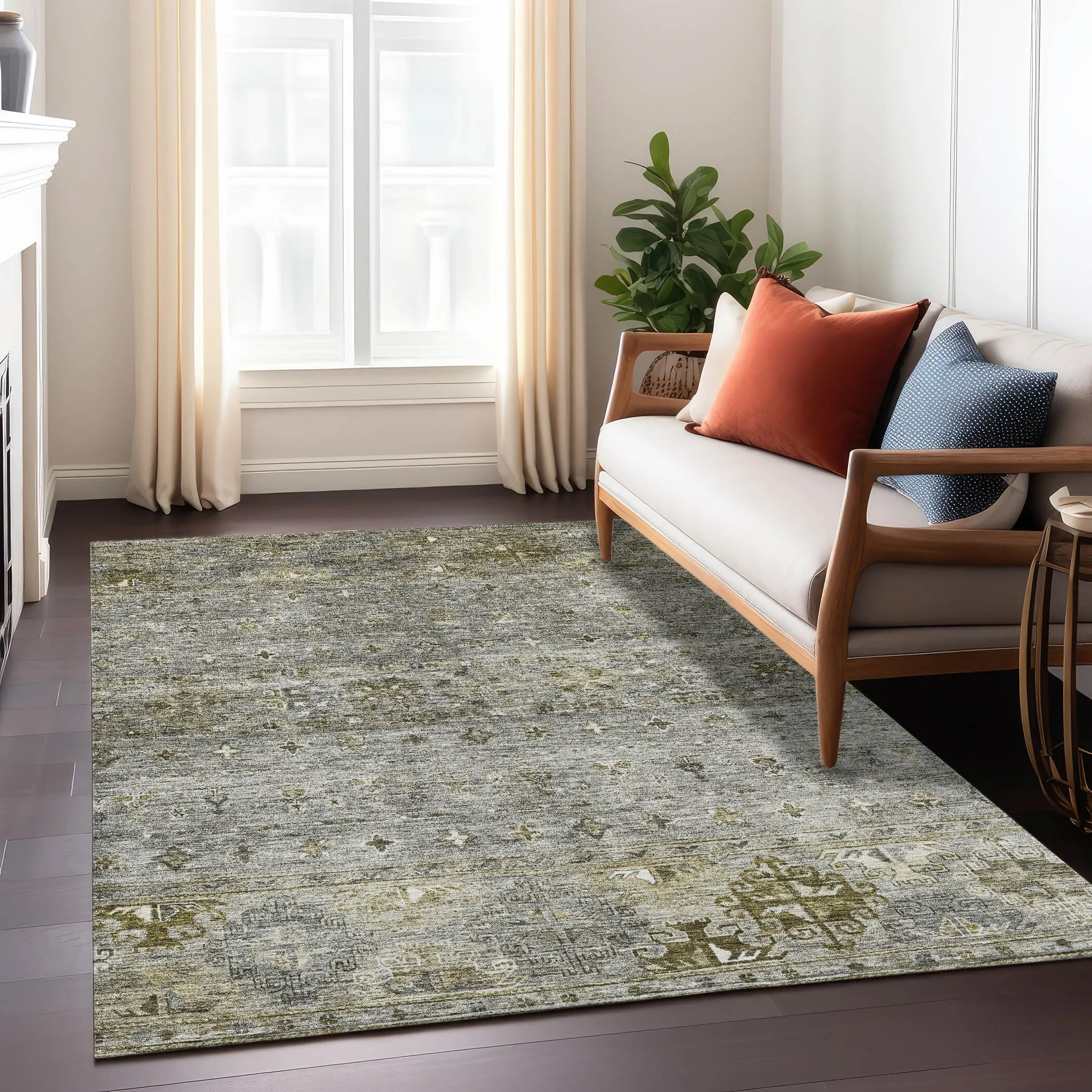 Machine Washable Indoor/ Outdoor Boho Moroccan Chantille Rug