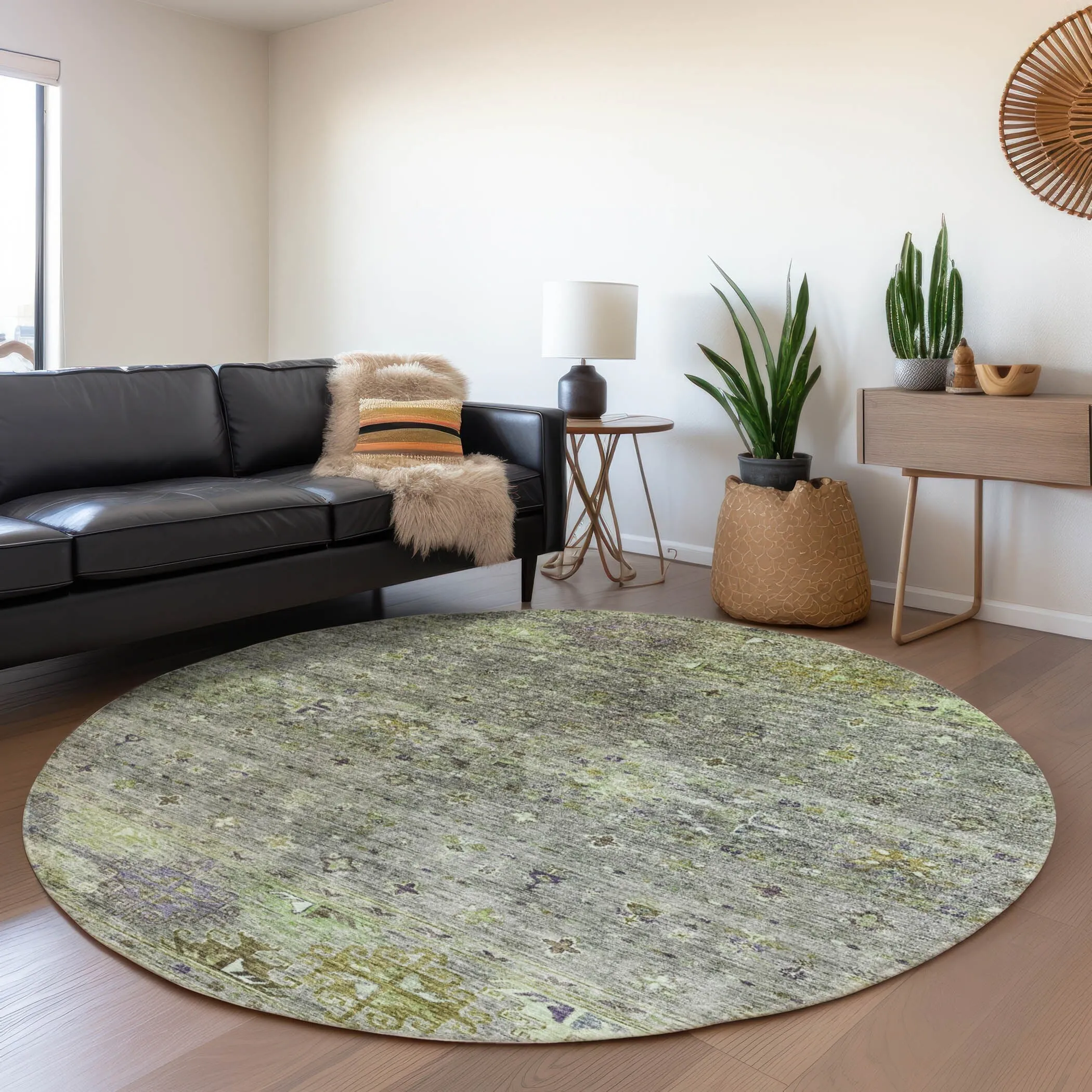 Machine Washable Indoor/ Outdoor Boho Moroccan Chantille Rug
