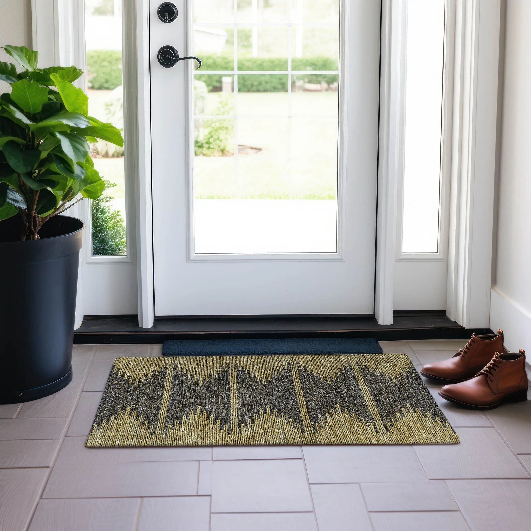 Machine Washable Indoor/ Outdoor Boho Moroccan Rug