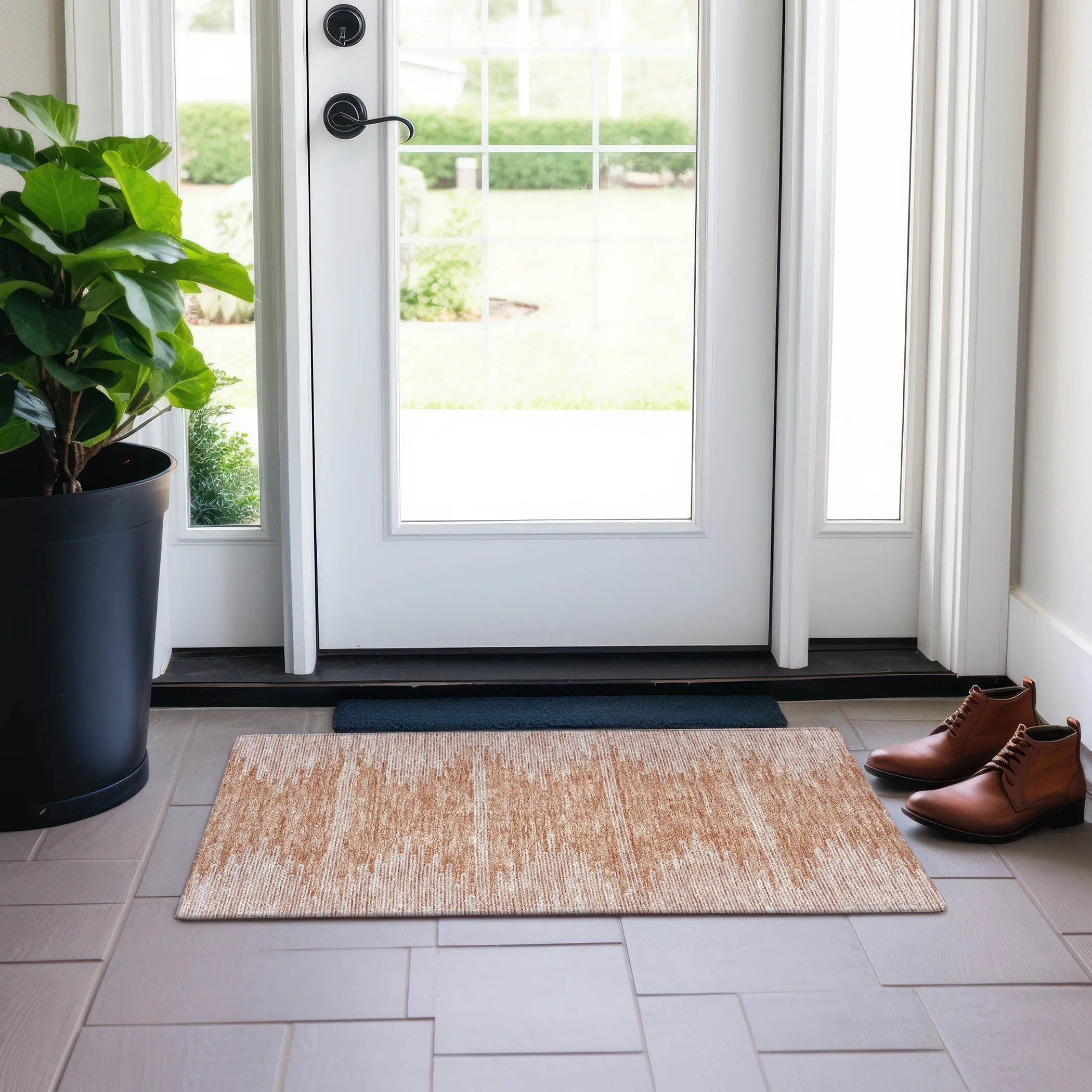 Machine Washable Indoor/ Outdoor Boho Moroccan Rug