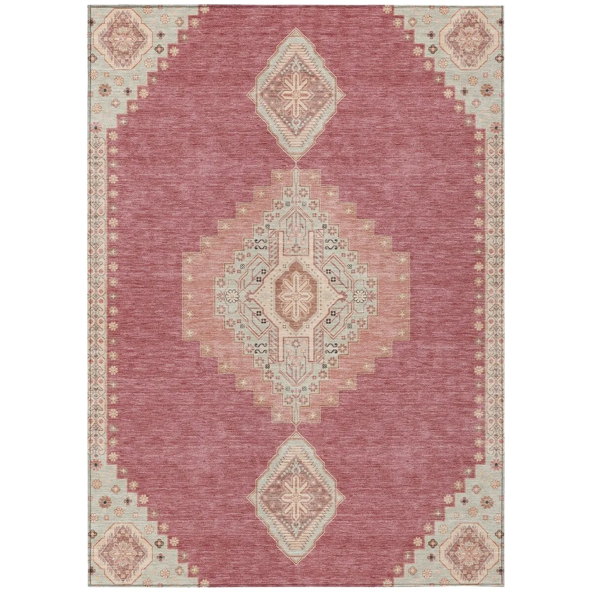 Machine Washable Indoor/ Outdoor Boho Traditional Chantille Rug
