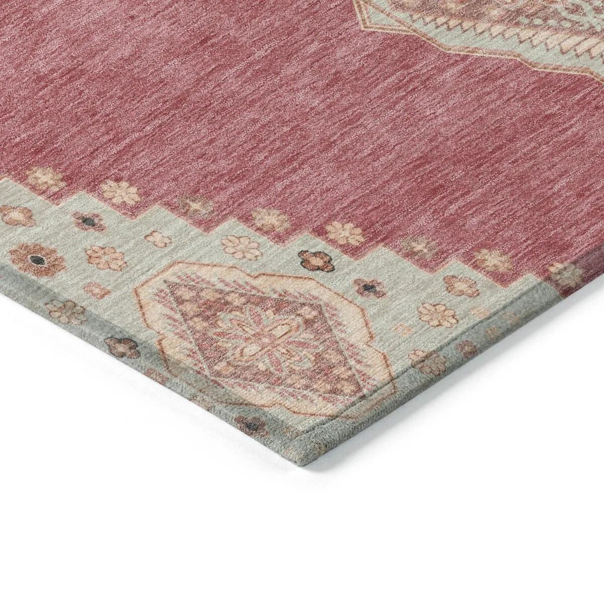Machine Washable Indoor/ Outdoor Boho Traditional Chantille Rug